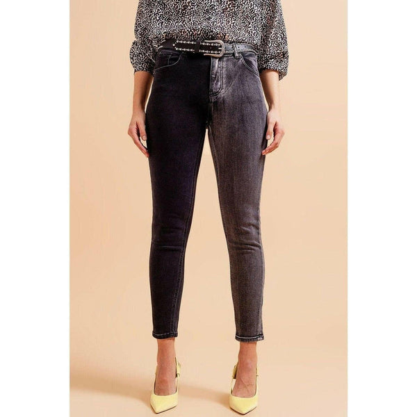 Jeans in Color Block Grey and Black