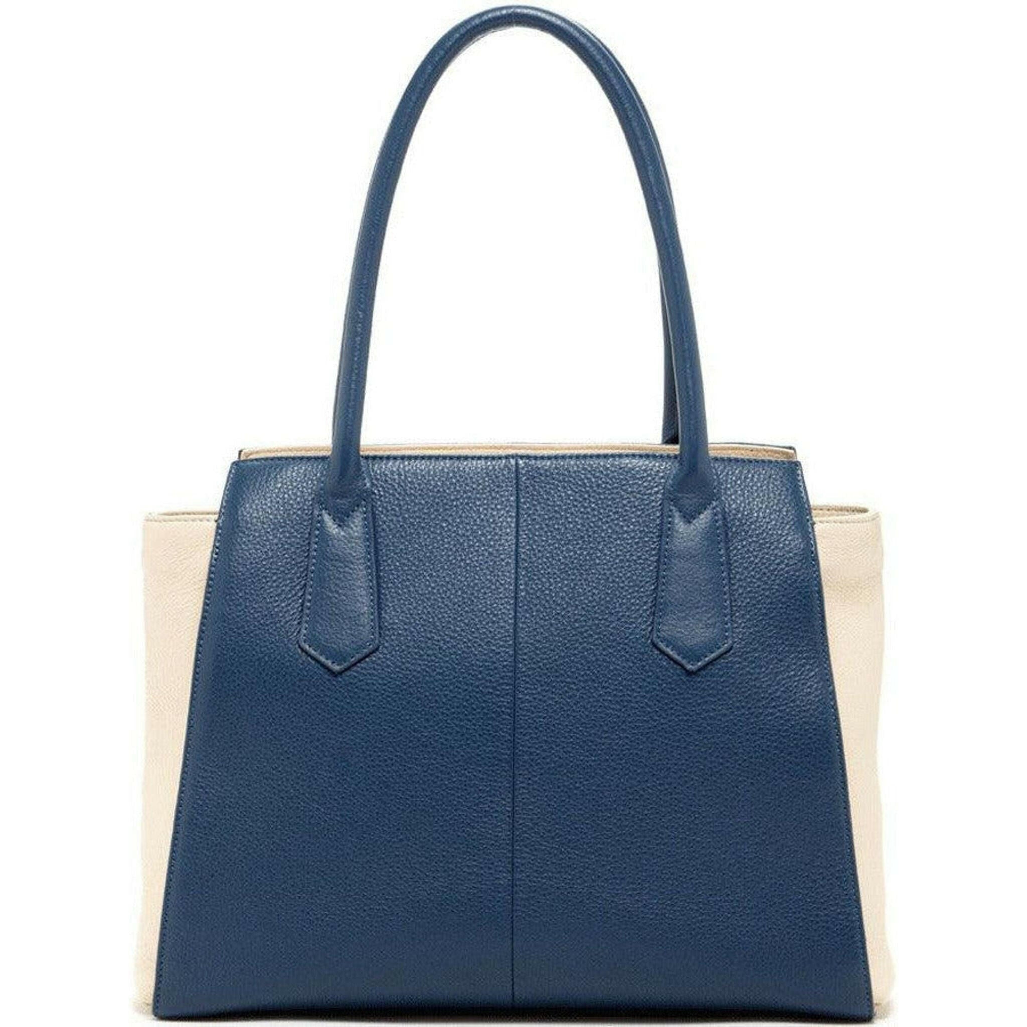 Jody Leather Tote Bag in Blue Ivory.