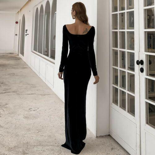 Joline Long Sleeves Velvet Dress |  quirkitrendz.