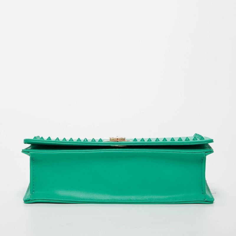 Josie Leather Bag With Chain Strap in Green