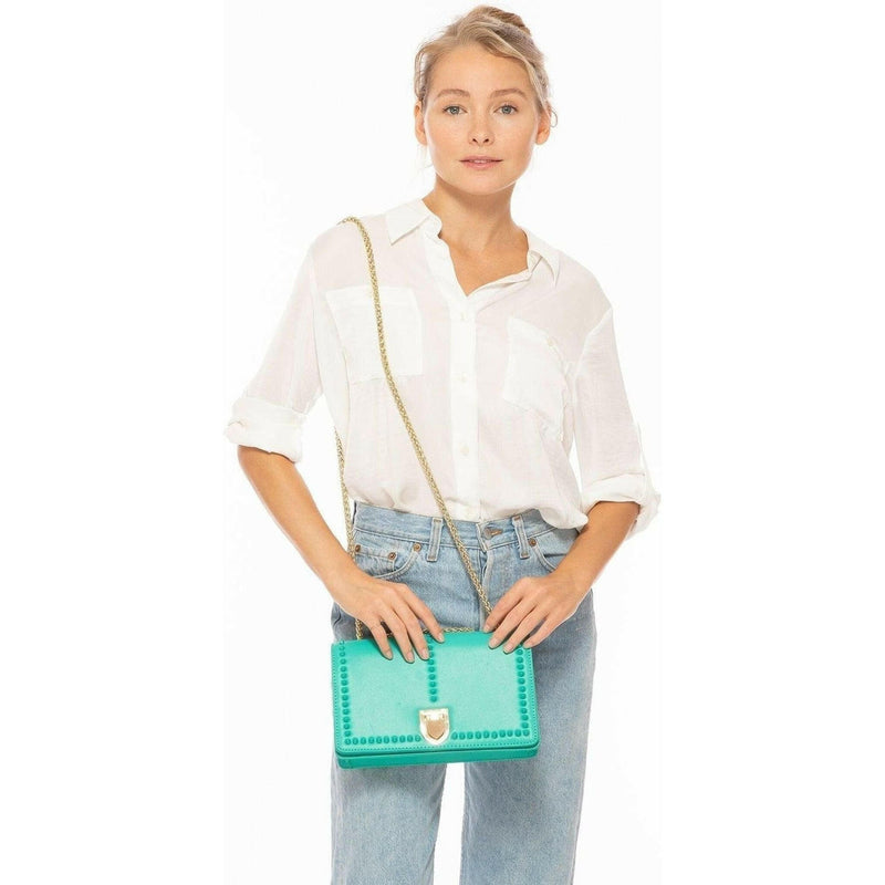 Josie Leather Bag With Chain Strap in Green