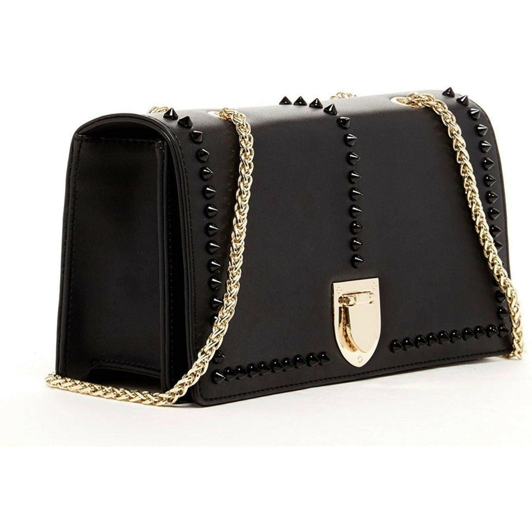 Josie Leather Chain Bag in Black.