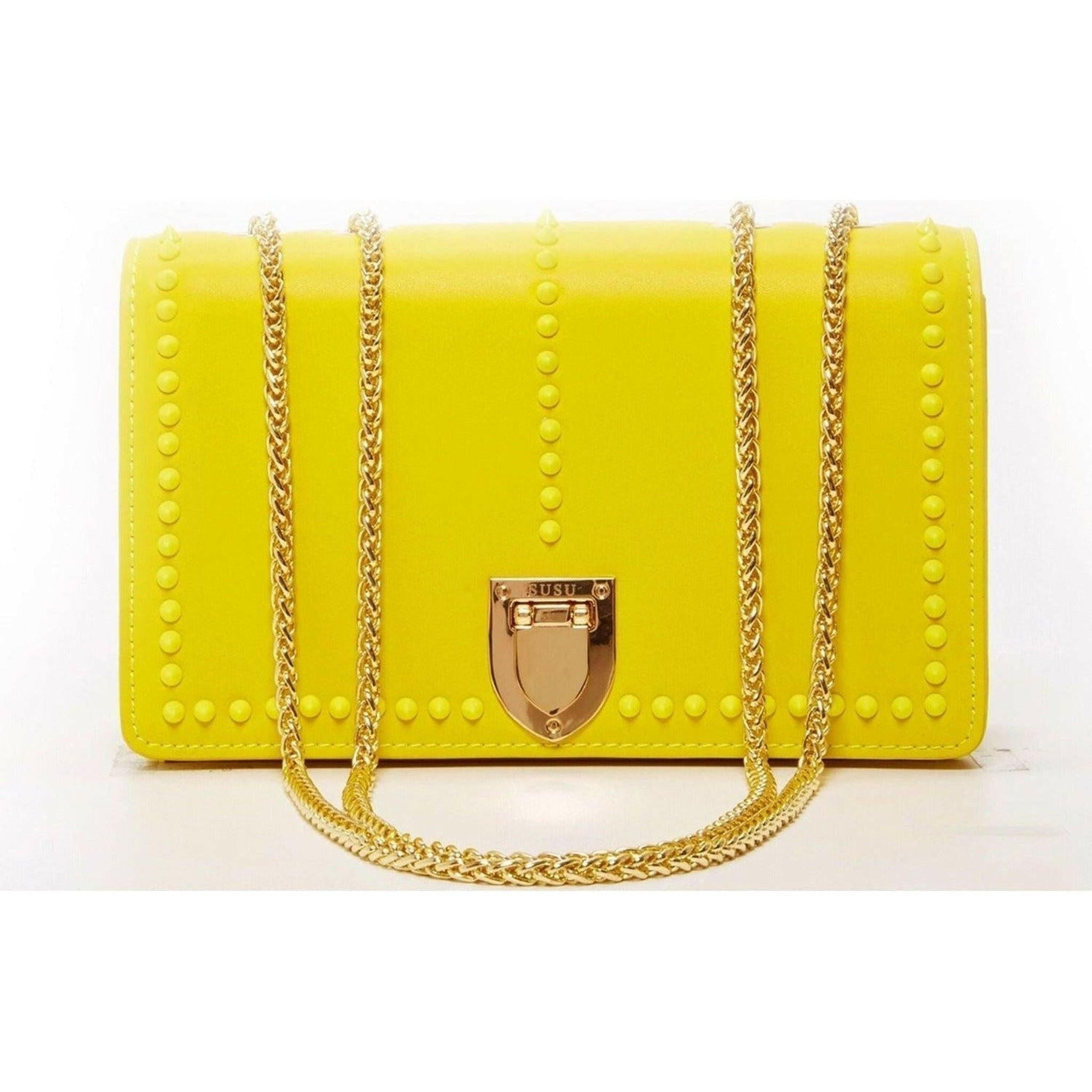 Josie Leather Purse in Mustard Yellow.