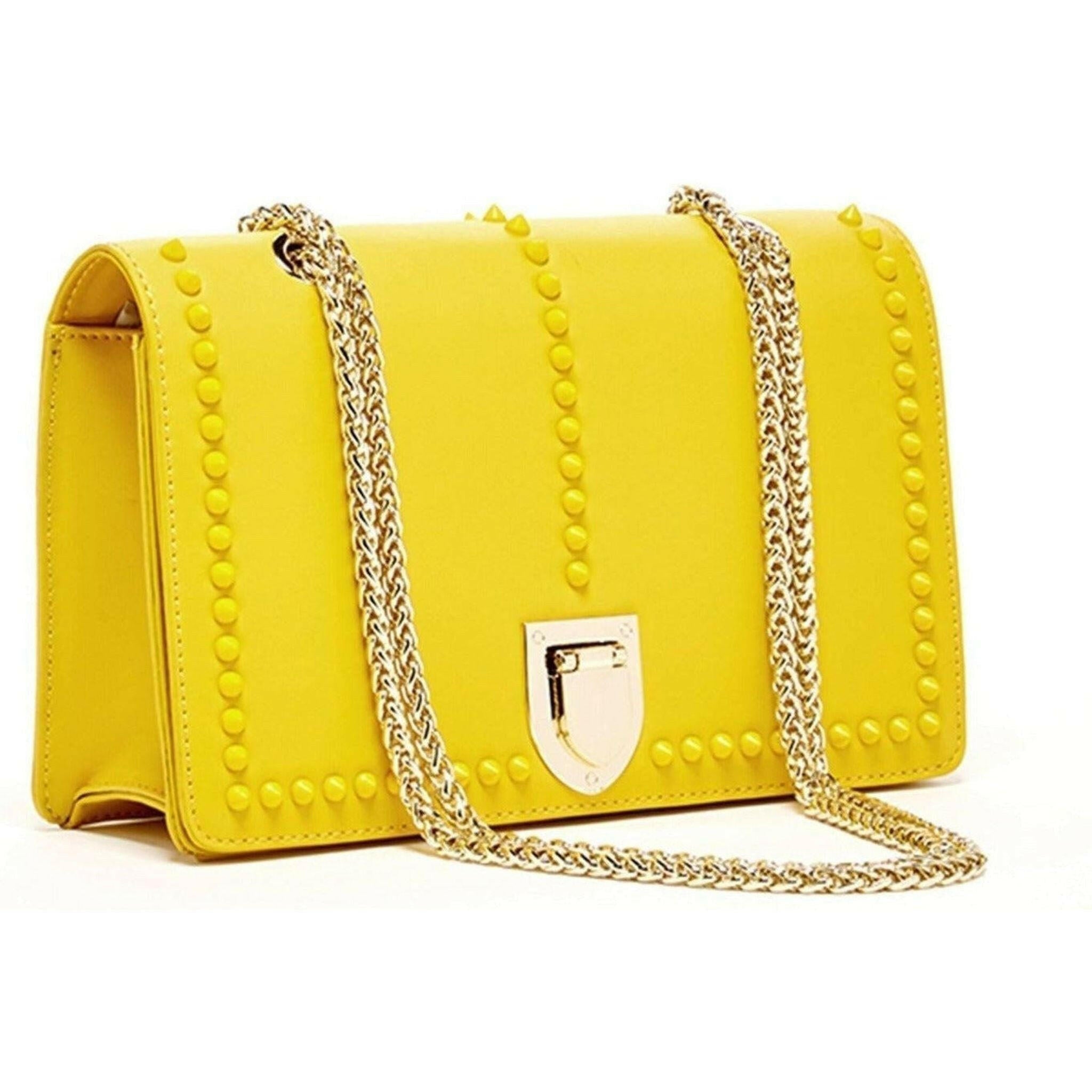 Josie Leather Purse in Mustard Yellow.