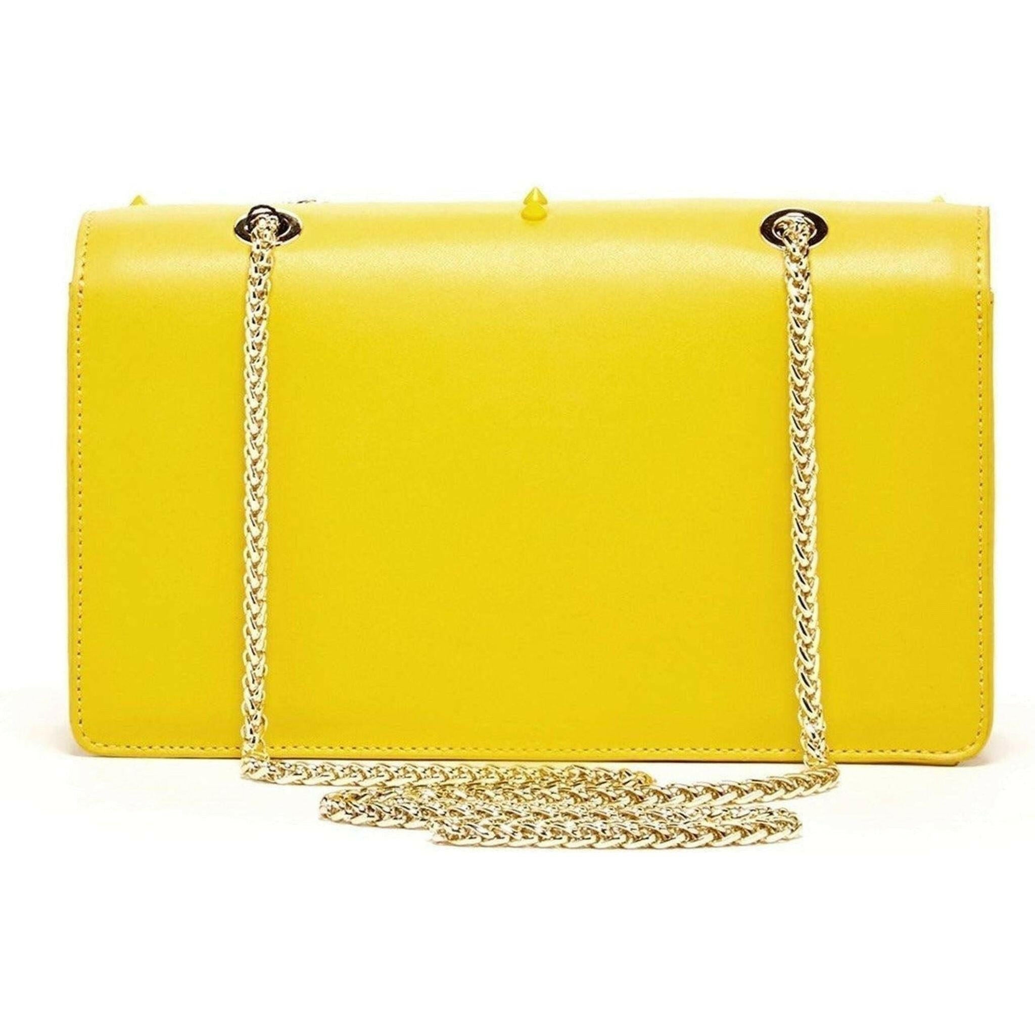 Josie Leather Purse in Mustard Yellow.