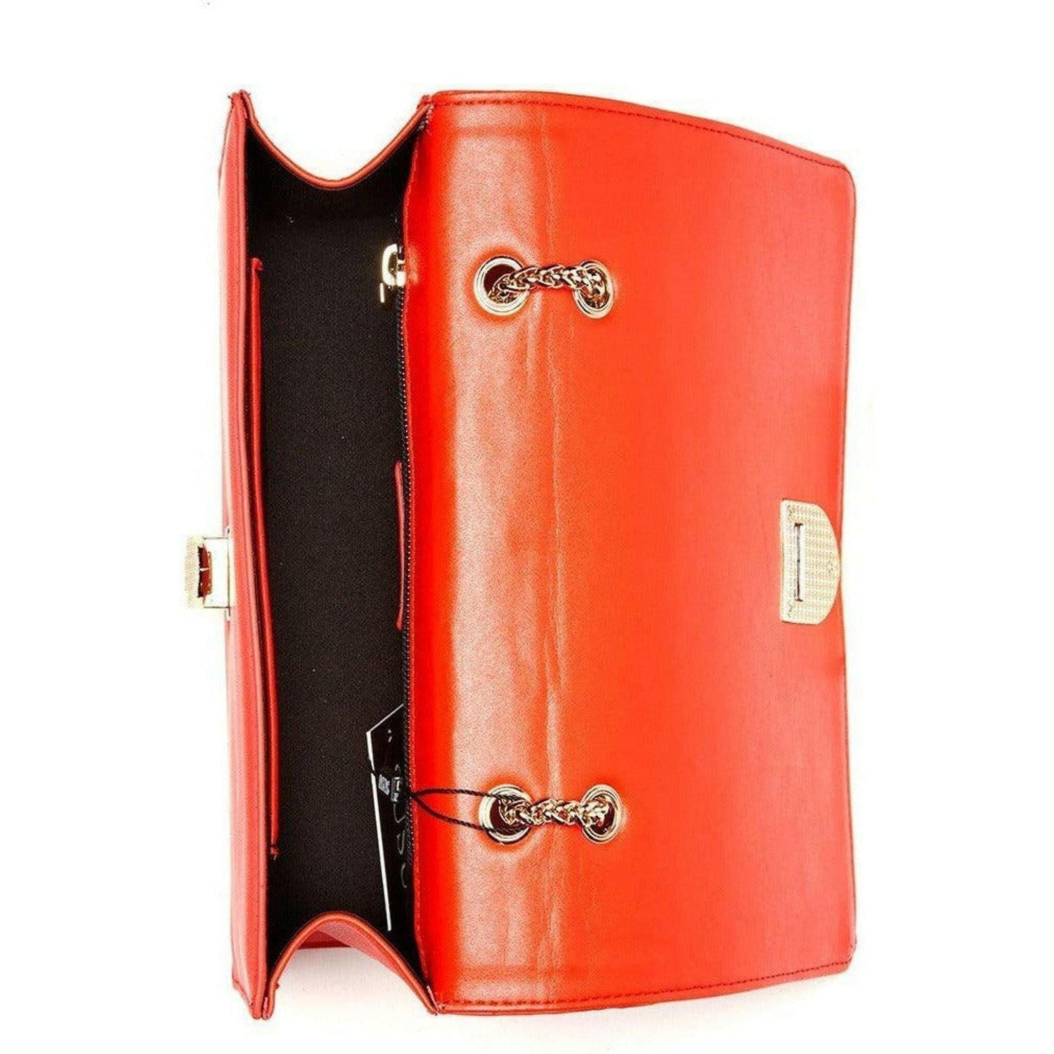 Josie Leather Purse with Gold Chain in Red.