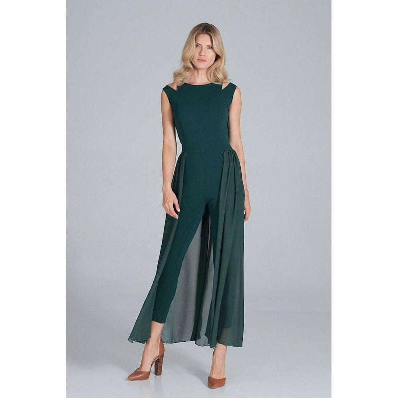 Jumpsuit with Long Chiffon Skirt in Green