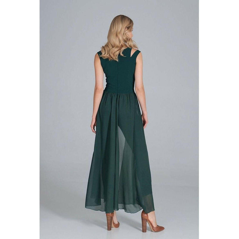 Jumpsuit with Long Chiffon Skirt in Green