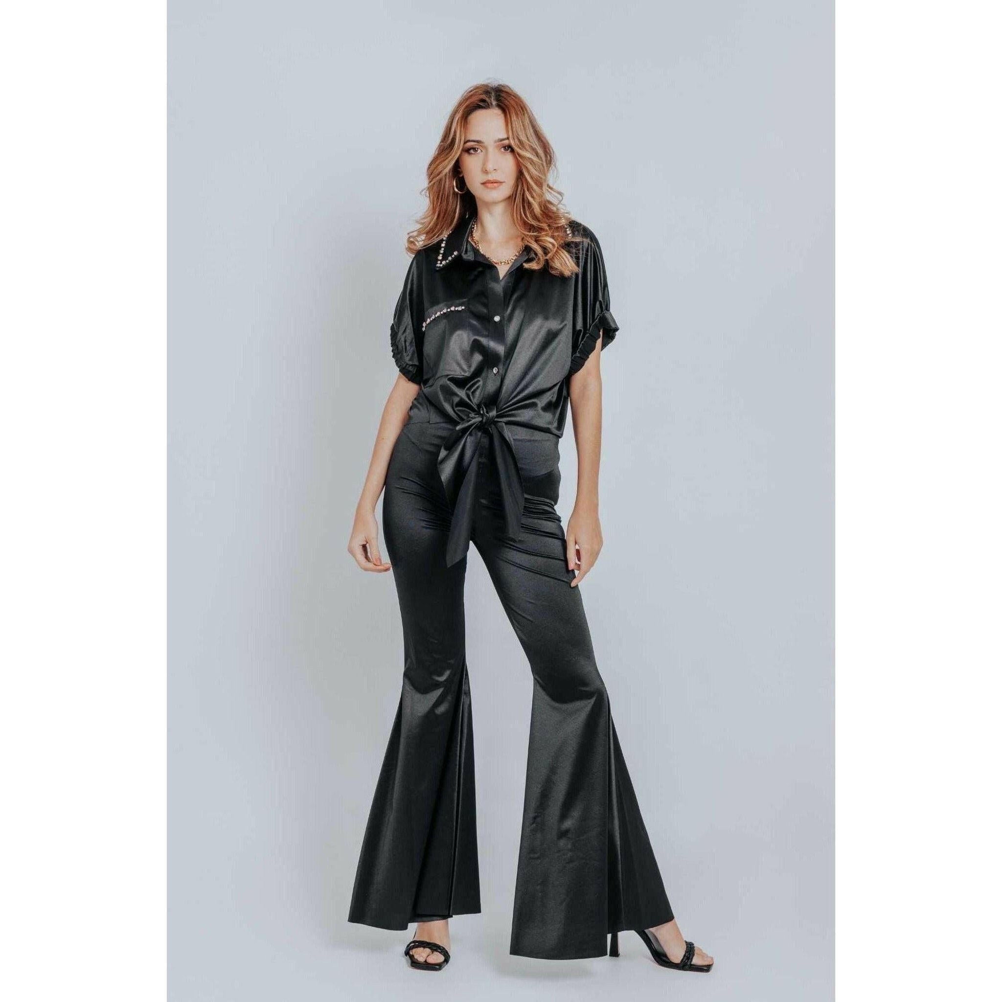 Kali High Waisted Flare Pants Black.