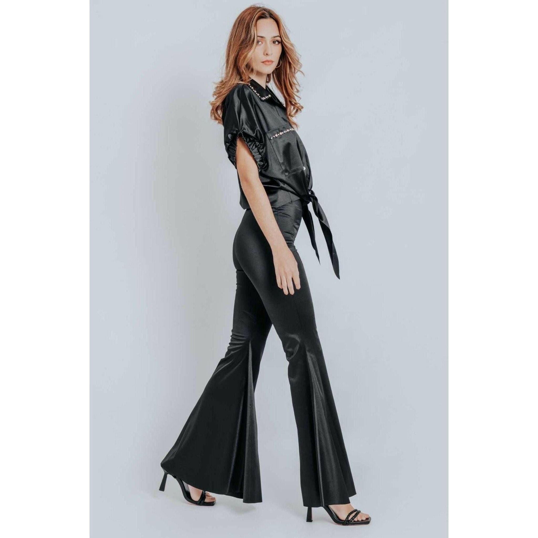 Kali High Waisted Flare Pants Black.