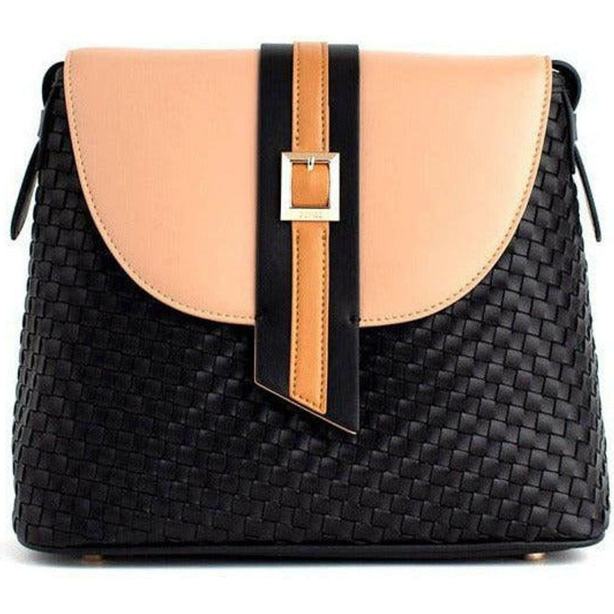 Kate - Black Vegan Basket Weave Bag.