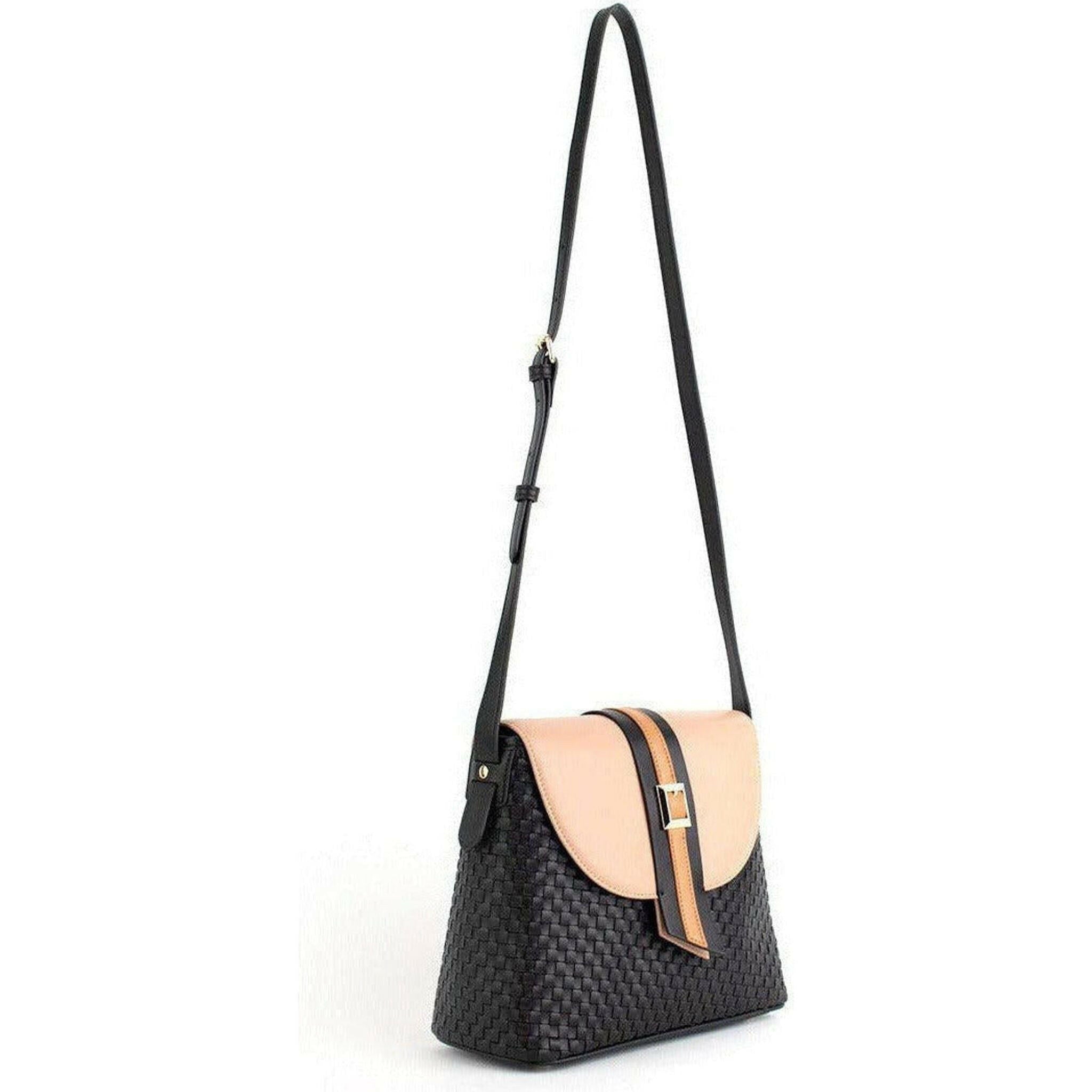 Kate - Black Vegan Basket Weave Bag.