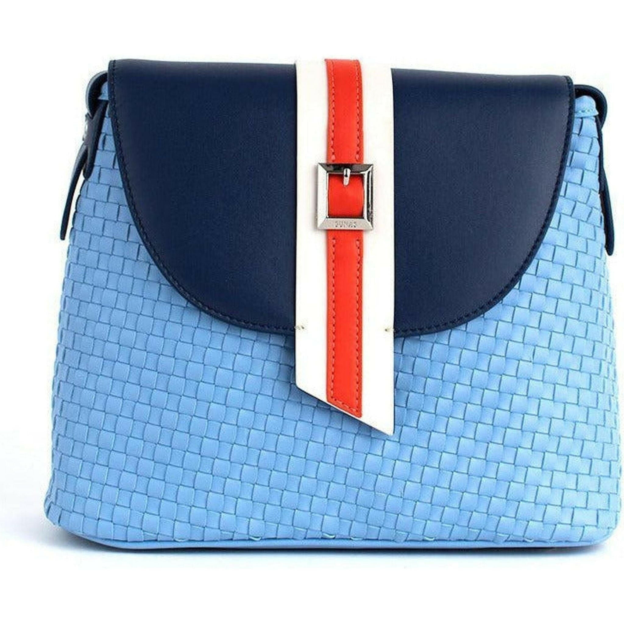 Kate - Blue Vegan Basket Weave Bag.