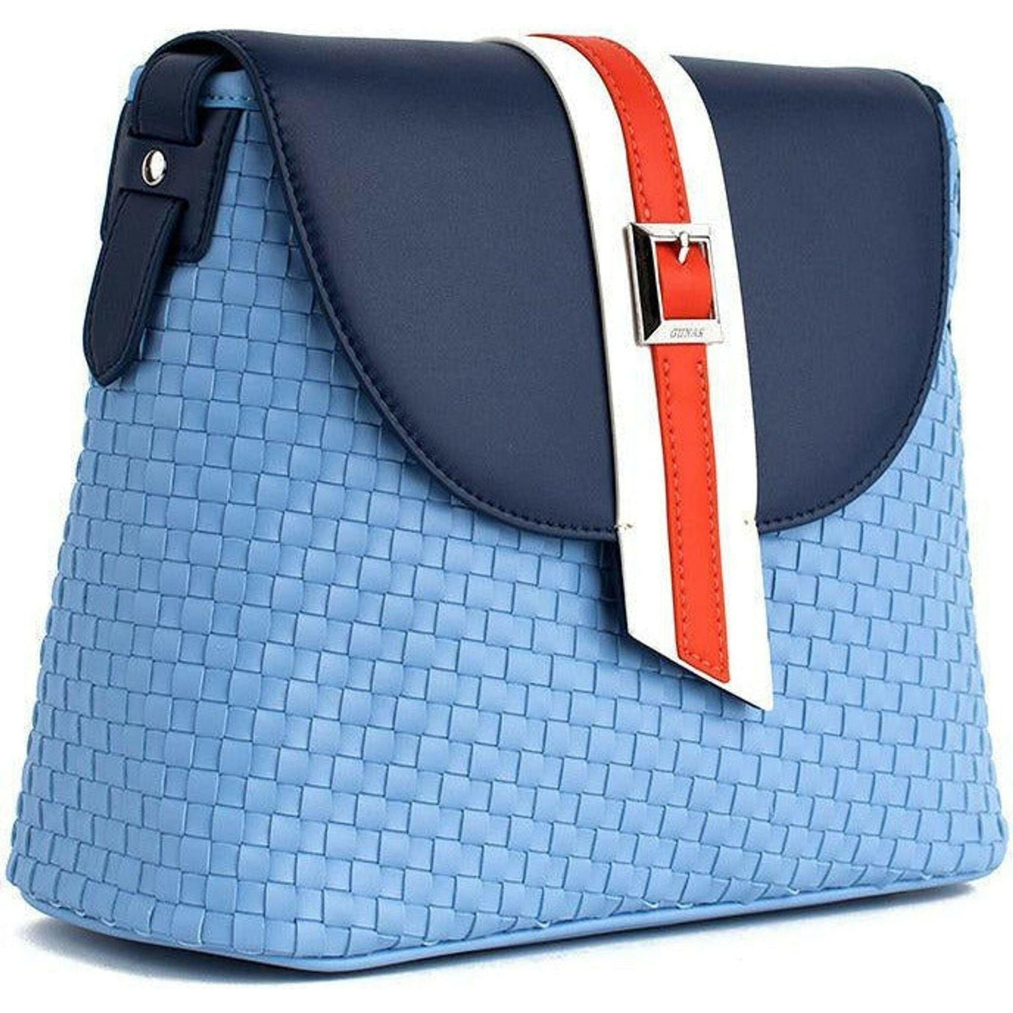 Kate - Blue Vegan Basket Weave Bag.