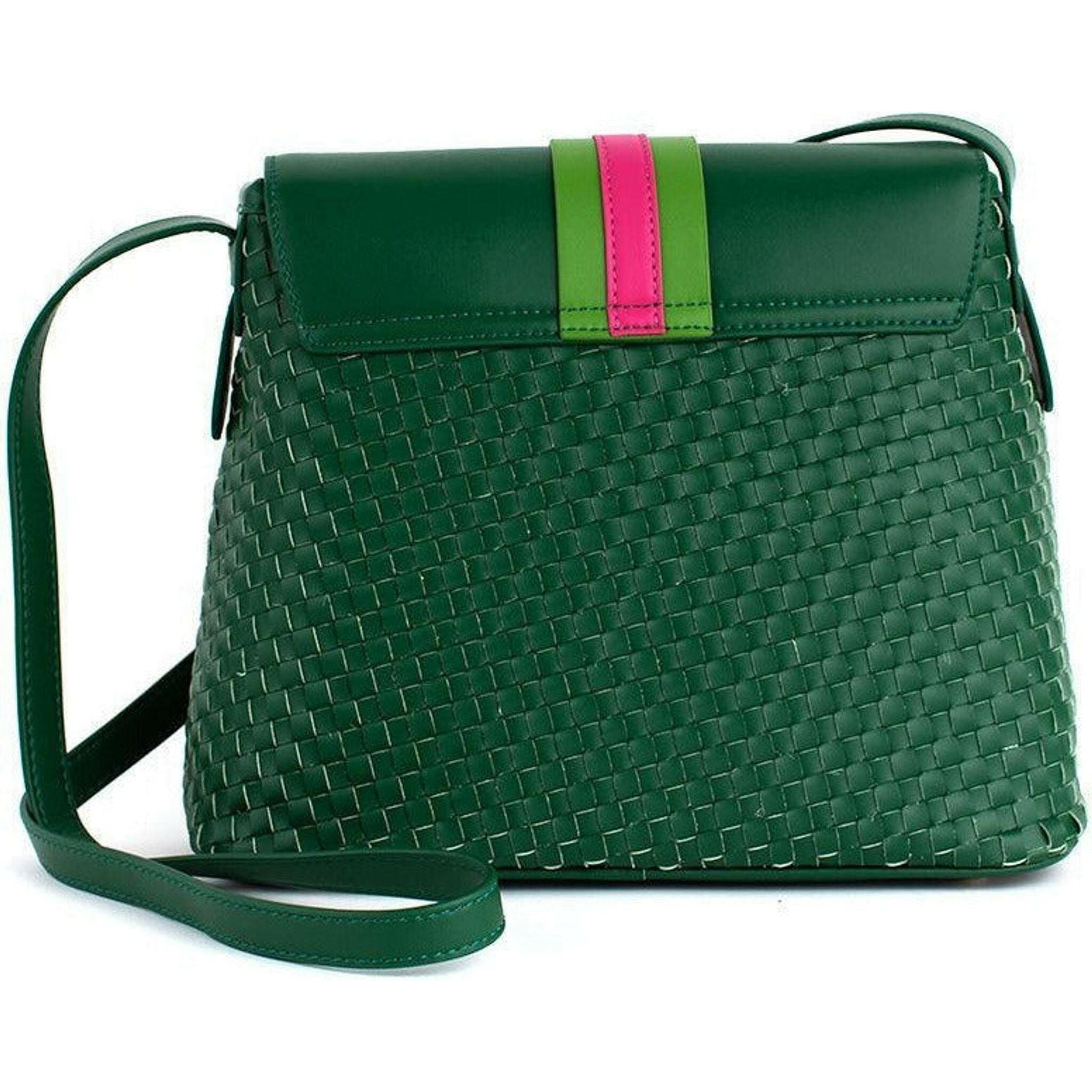 Kate - Green Vegan Basket Weave Bag.