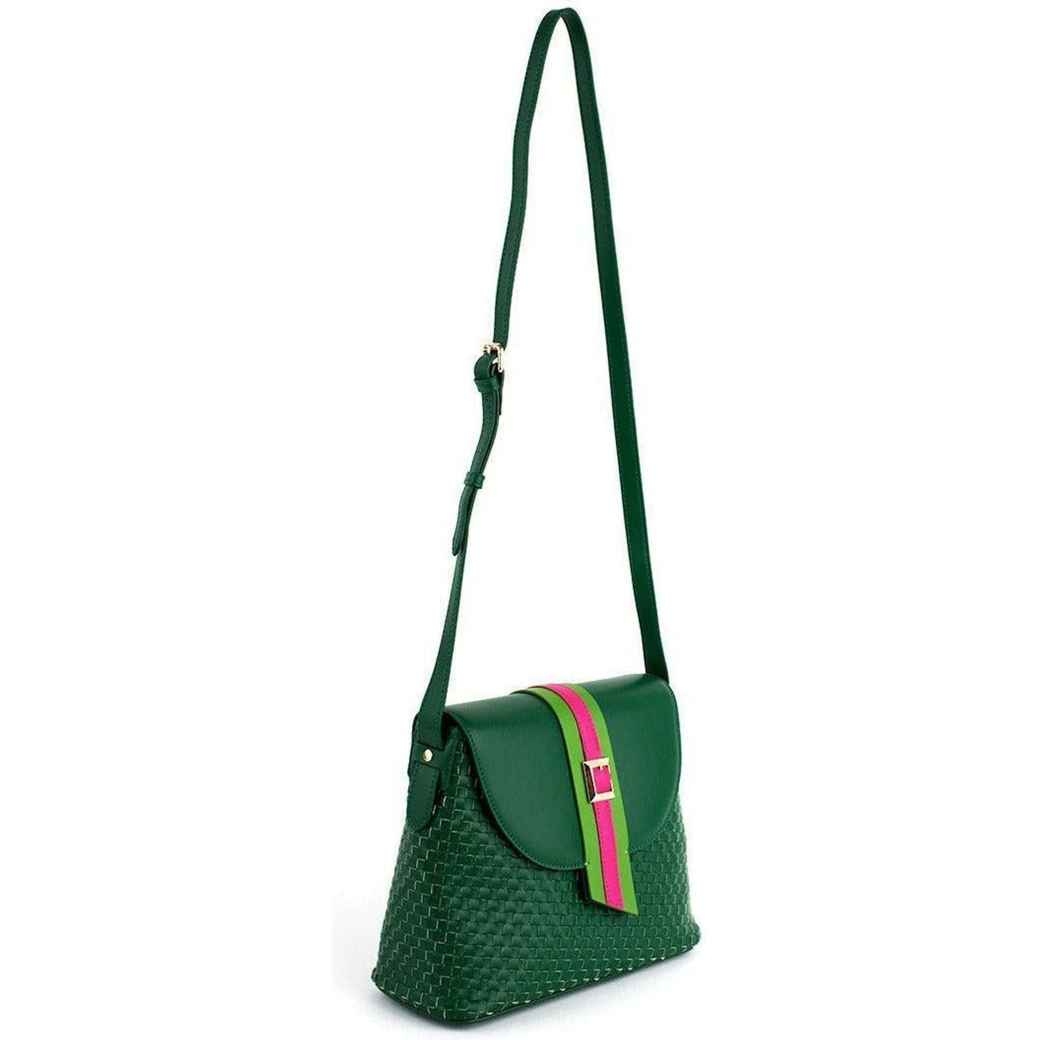 Kate - Green Vegan Basket Weave Bag.