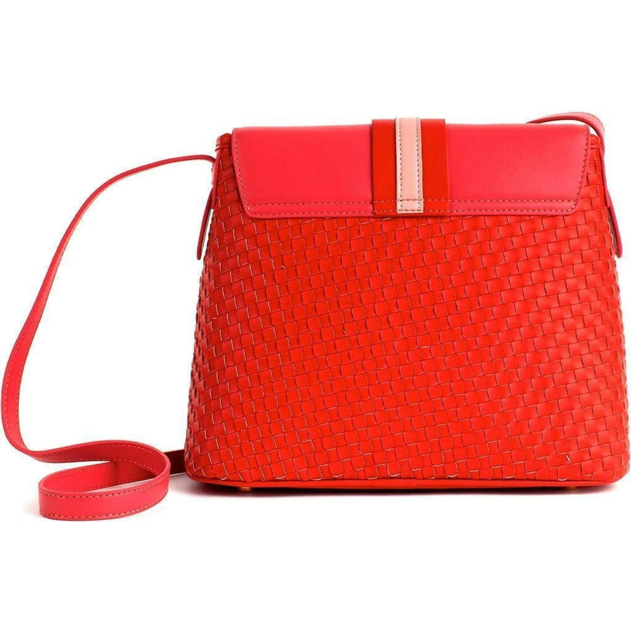 Kate - Red Vegan Basket Weave Bag.