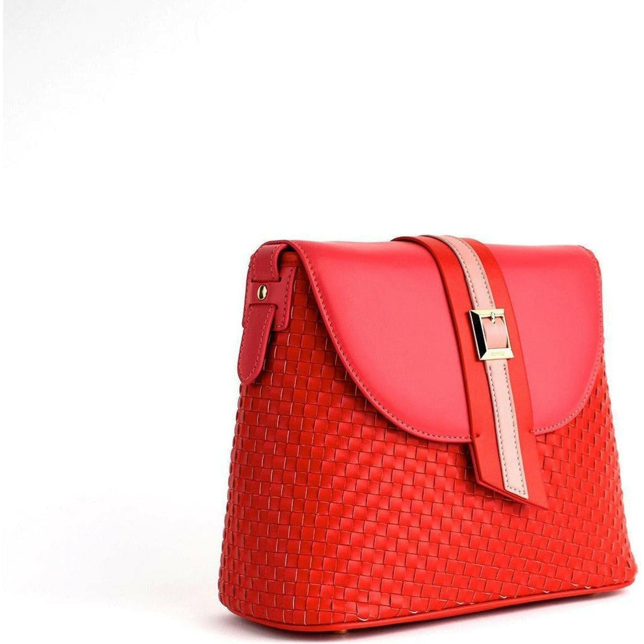 Kate - Red Vegan Basket Weave Bag.