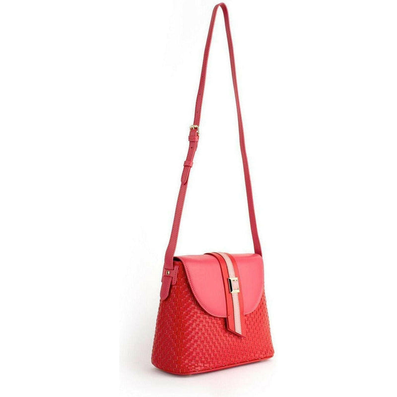 Kate - Red Vegan Basket Weave Bag