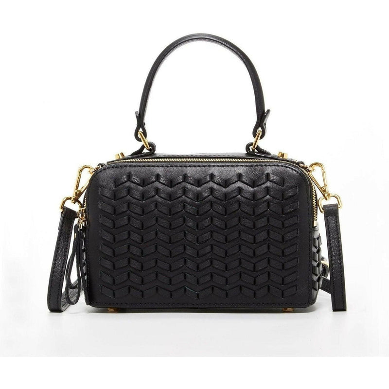 Kayla Woven Leather Bag in Black