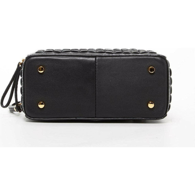 Kayla Woven Leather Bag in Black