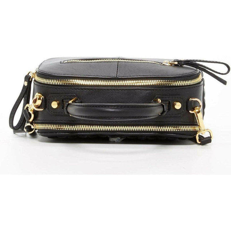 Kayla Woven Leather Bag in Black