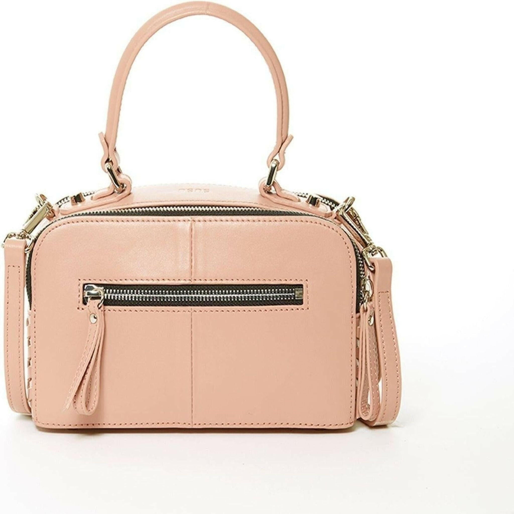 Kayla Woven Leather Bag in Pink.