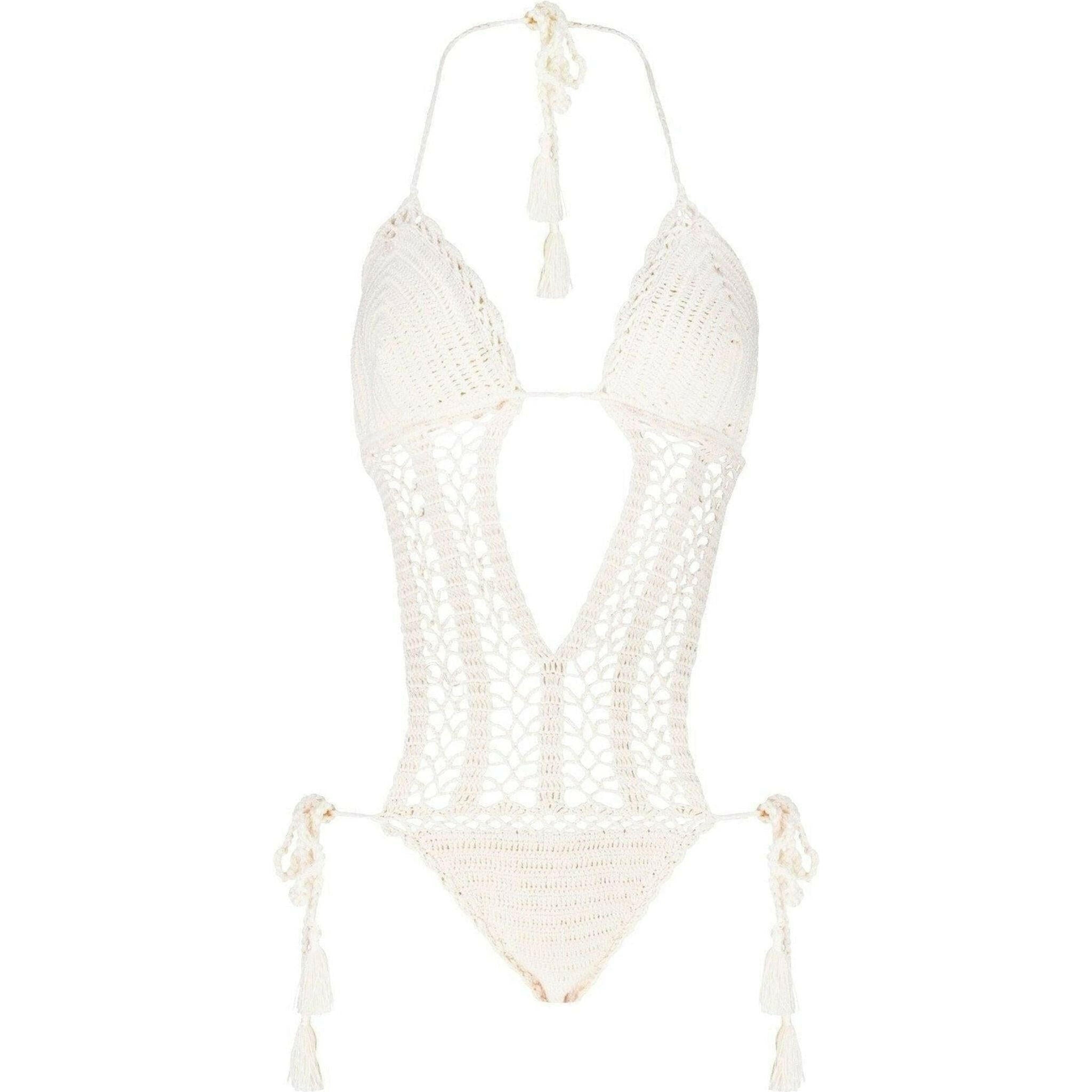 La Turquesa Ecru Hand-Crocheted Monokini.