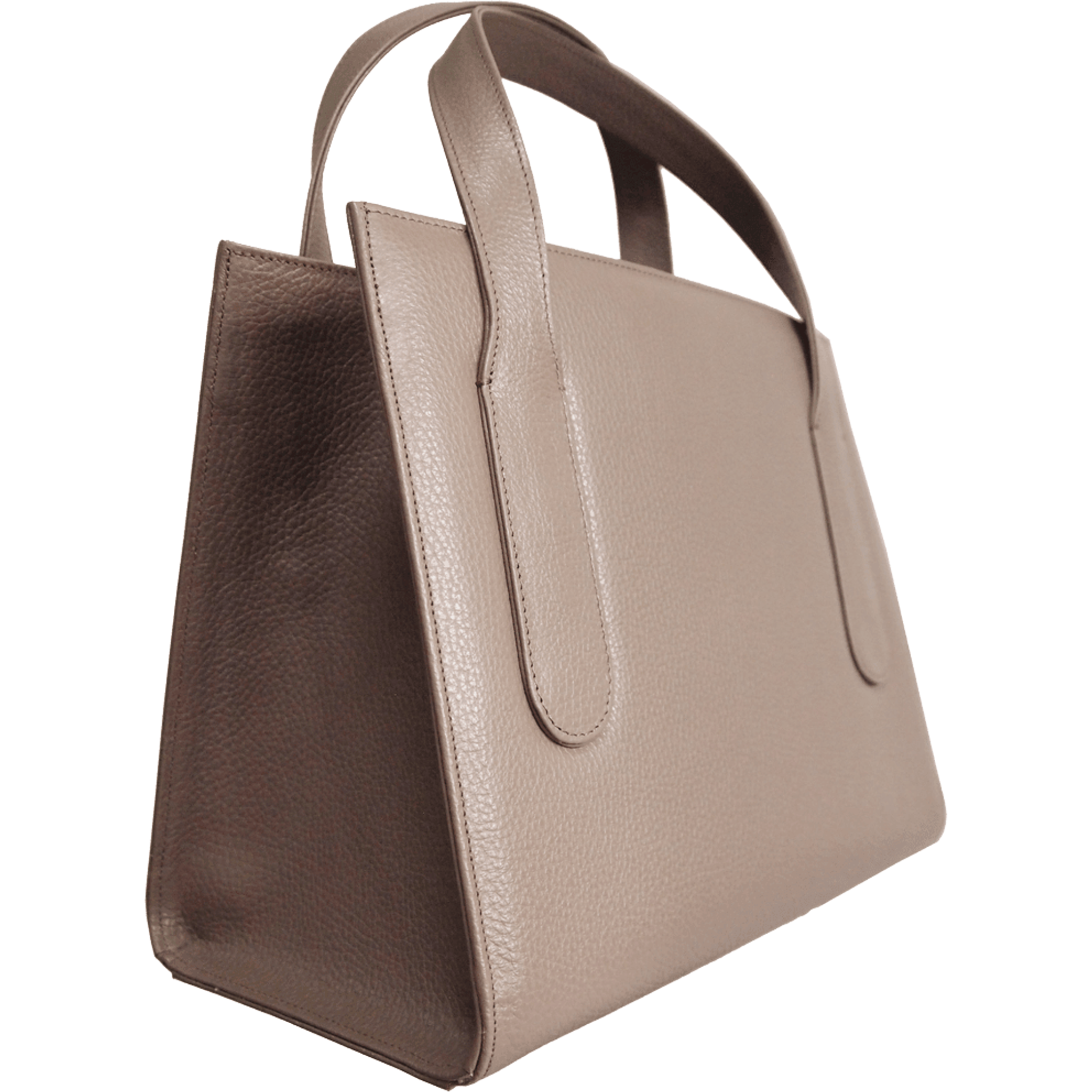 Large Pebbled Calf Leather Tote Taupe.