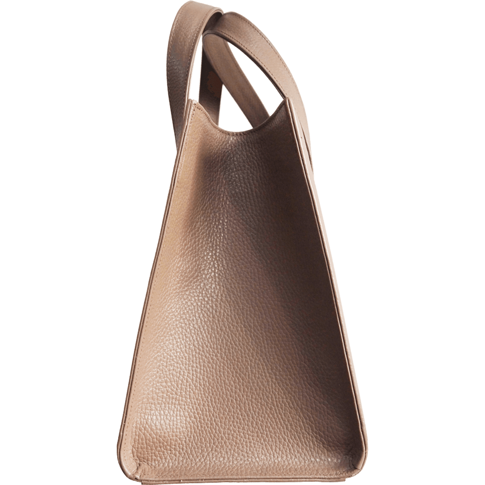 Large Pebbled Calf Leather Tote Taupe.