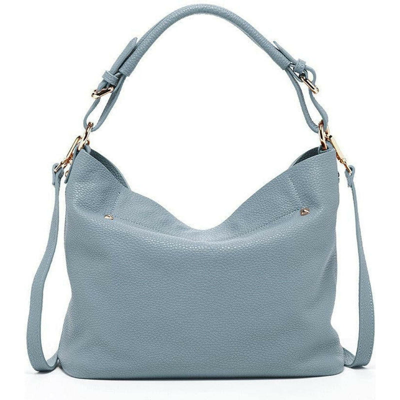 Lauren Faded Denim Leather Hobo Bag Blue