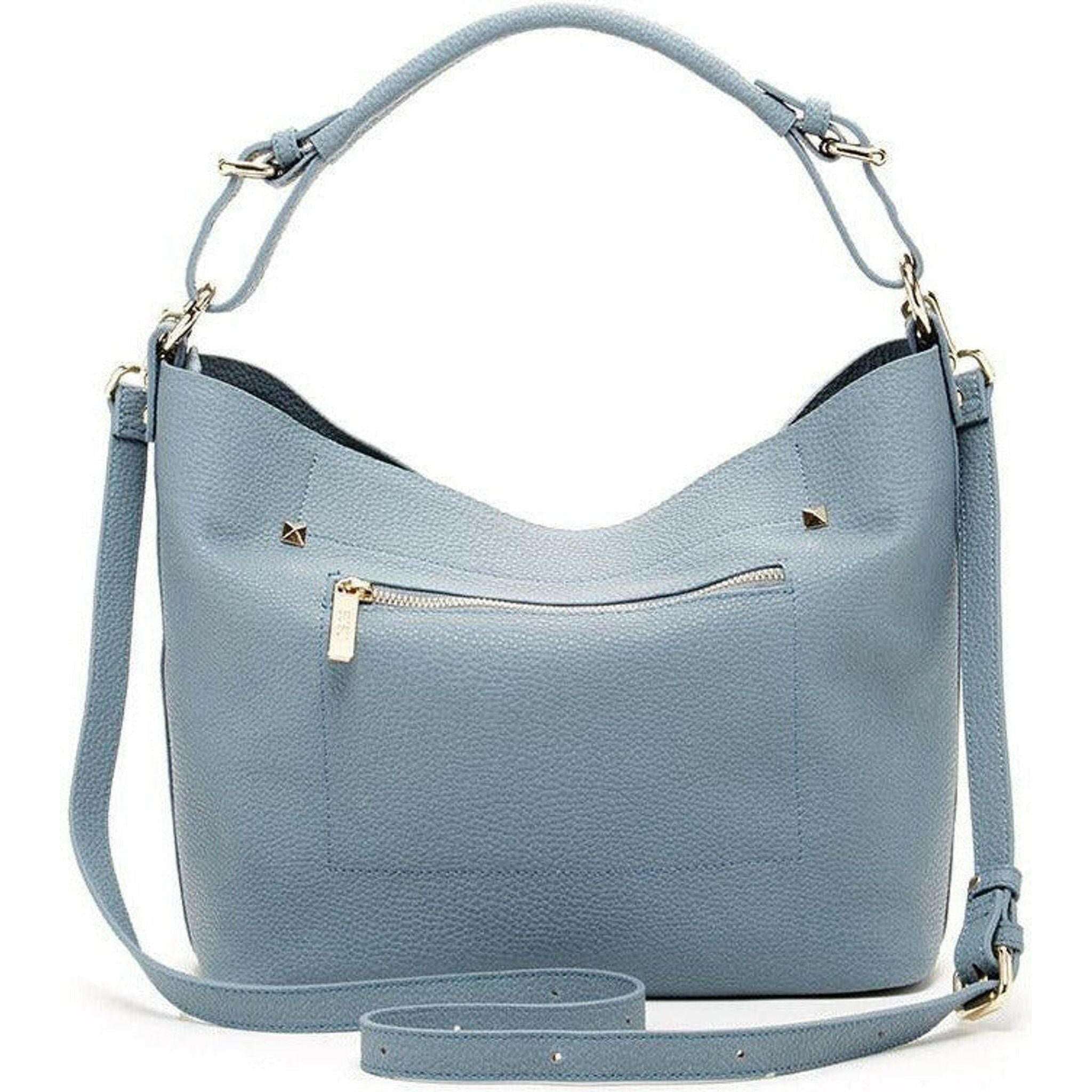 Lauren Faded Denim Leather Hobo Bag Blue.