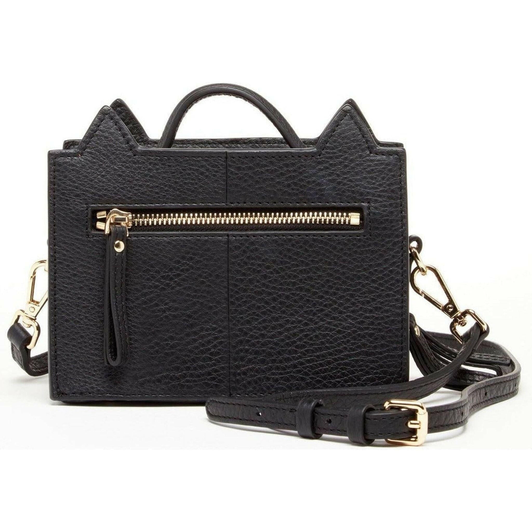 Leather Cat Crossbody in Black.