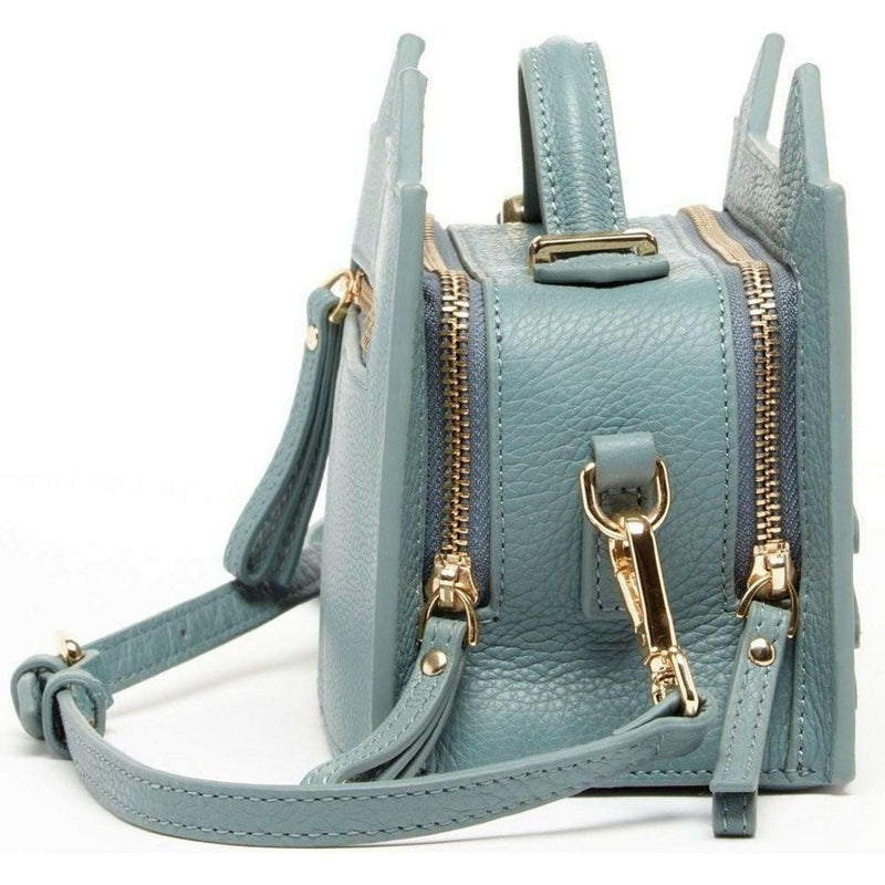 Leather Cat Crossbody in Mineral Blue