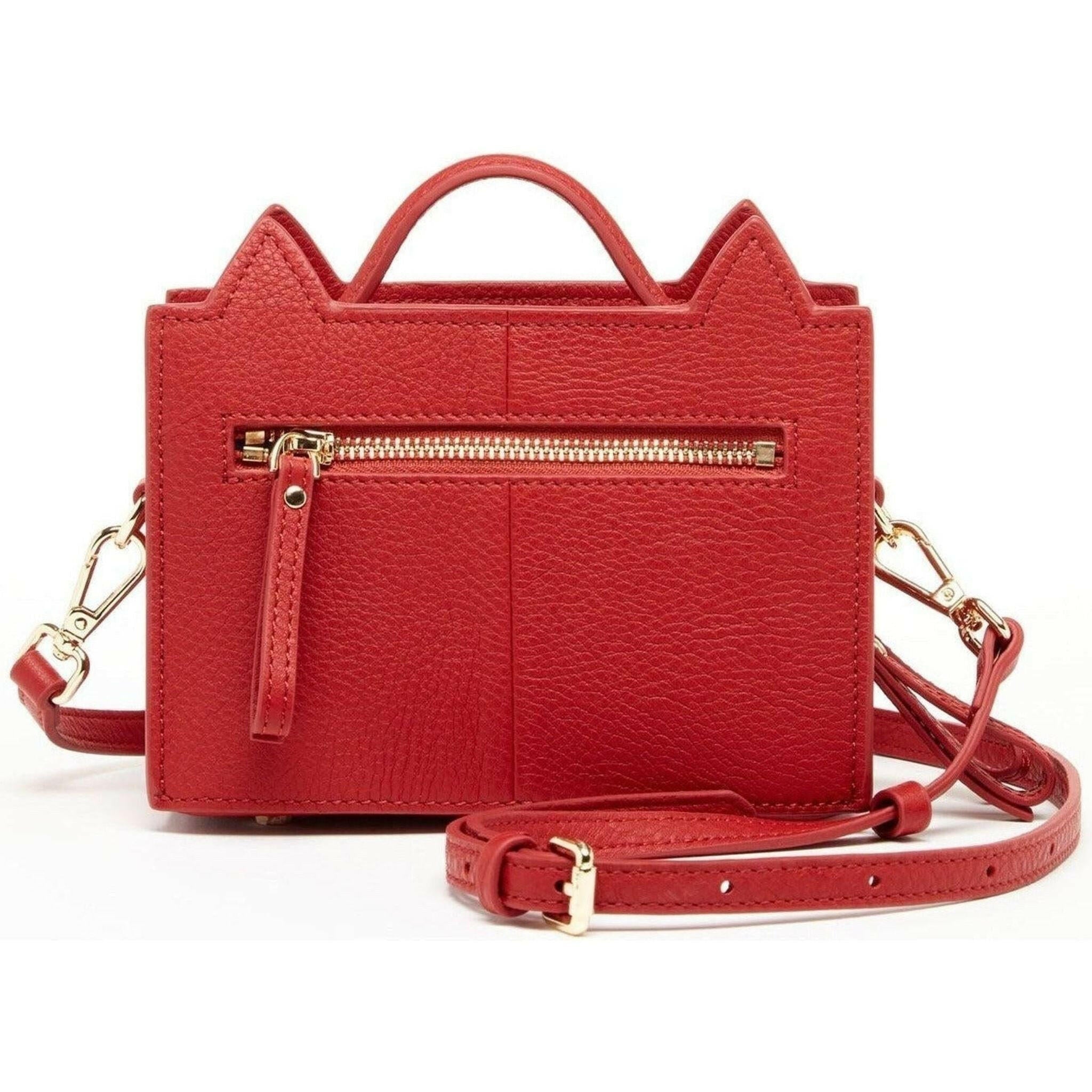 Leather Cat Crossbody in Red.