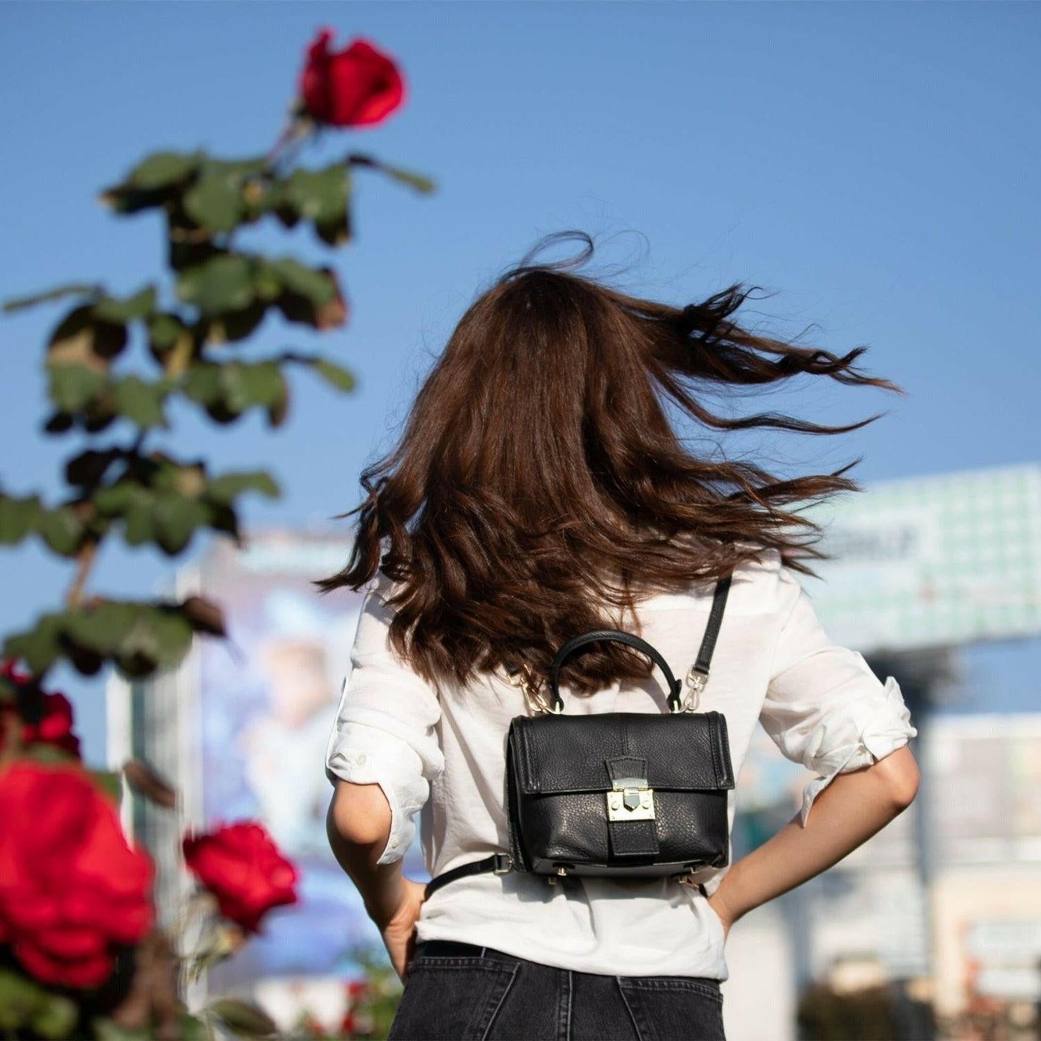 Linda Black Crossbody Backpack Purse.