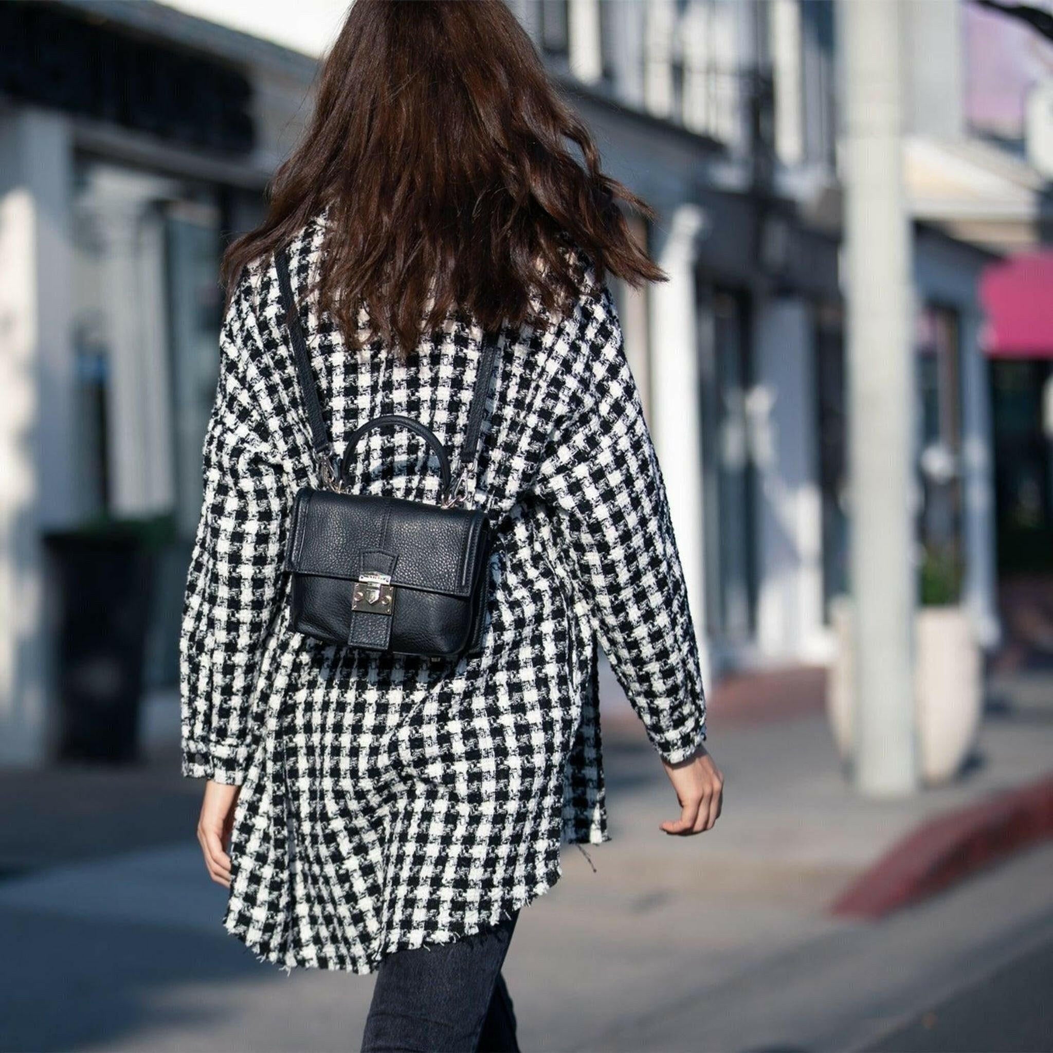 Linda Black Crossbody Backpack Purse.