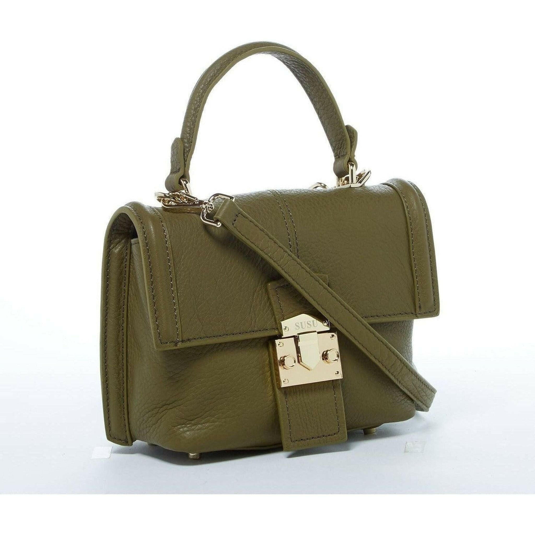 Linda Leather Convertible Backpack Purse Olive Green.