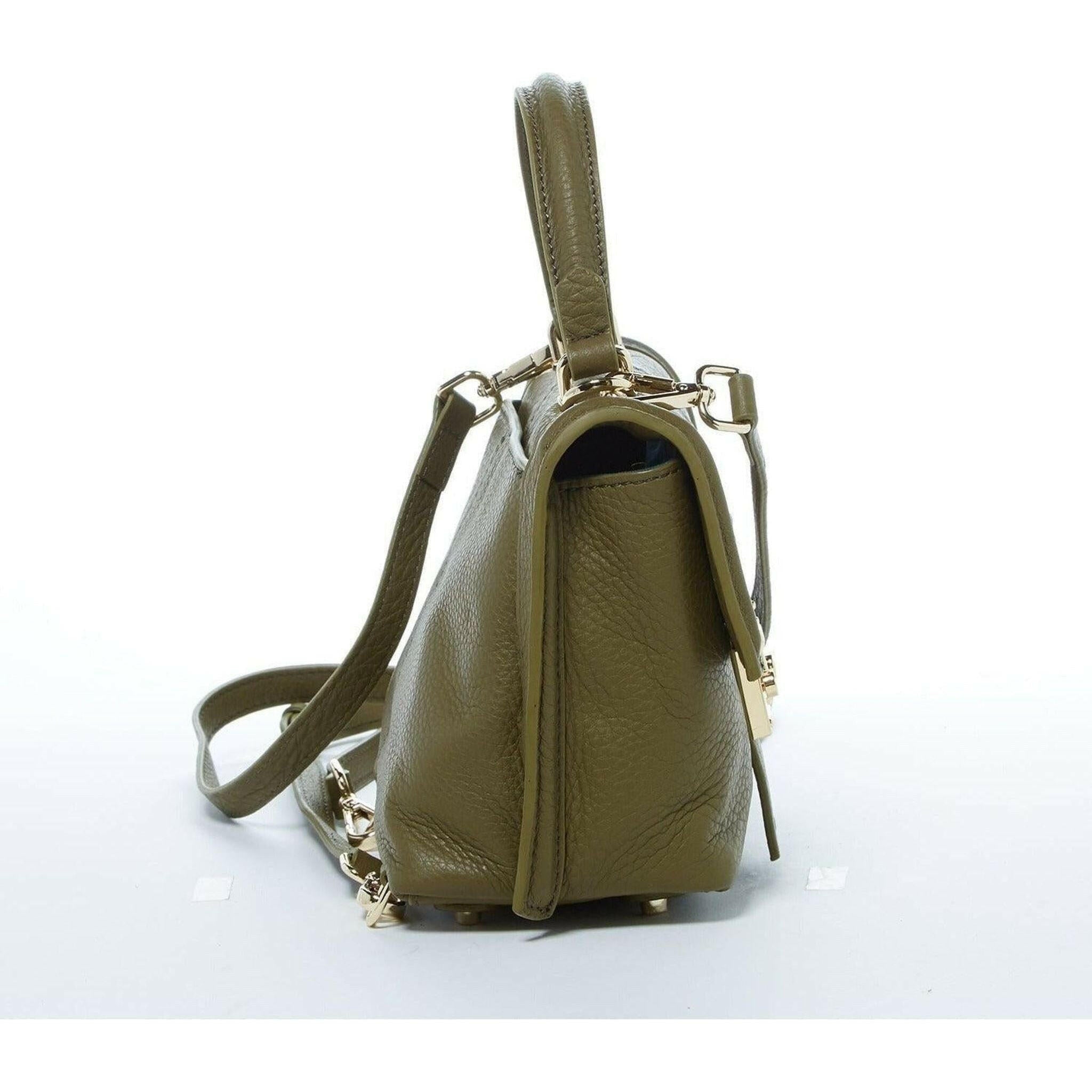 Linda Leather Convertible Backpack Purse Olive Green.