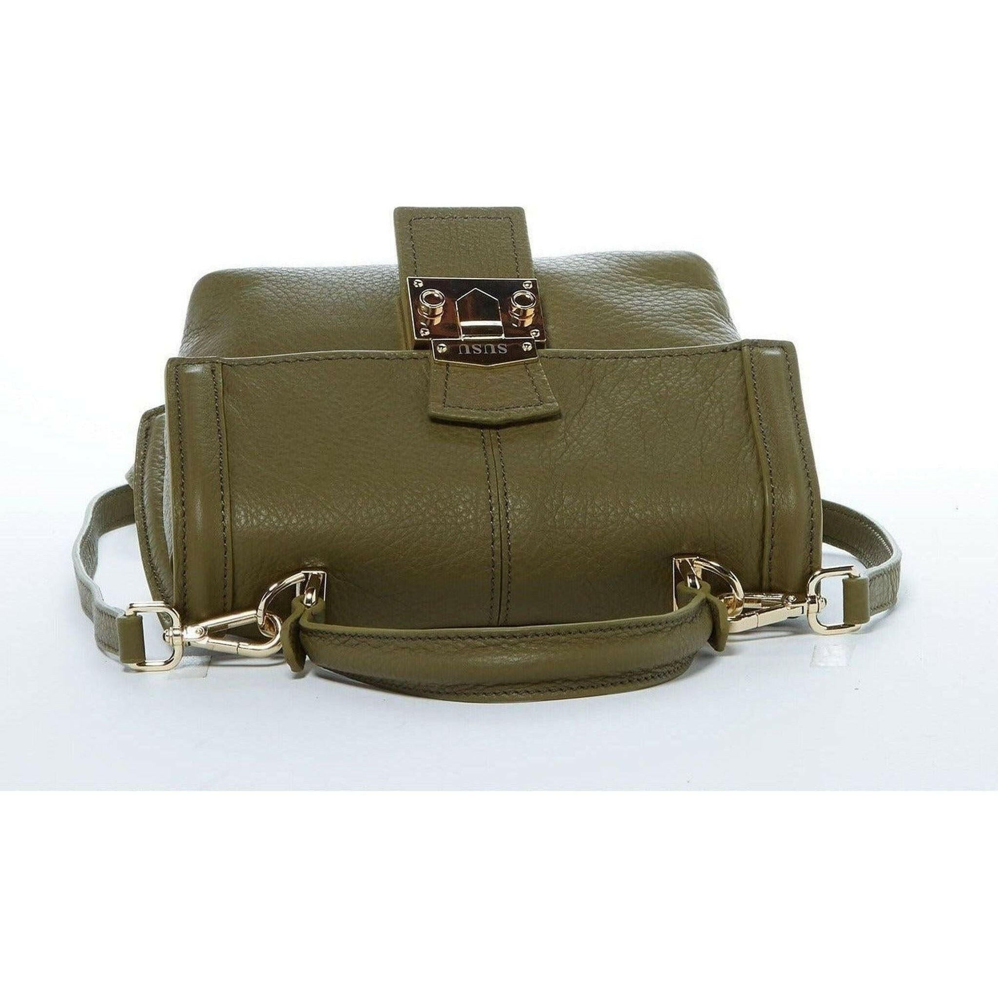 Linda Leather Convertible Backpack Purse Olive Green.