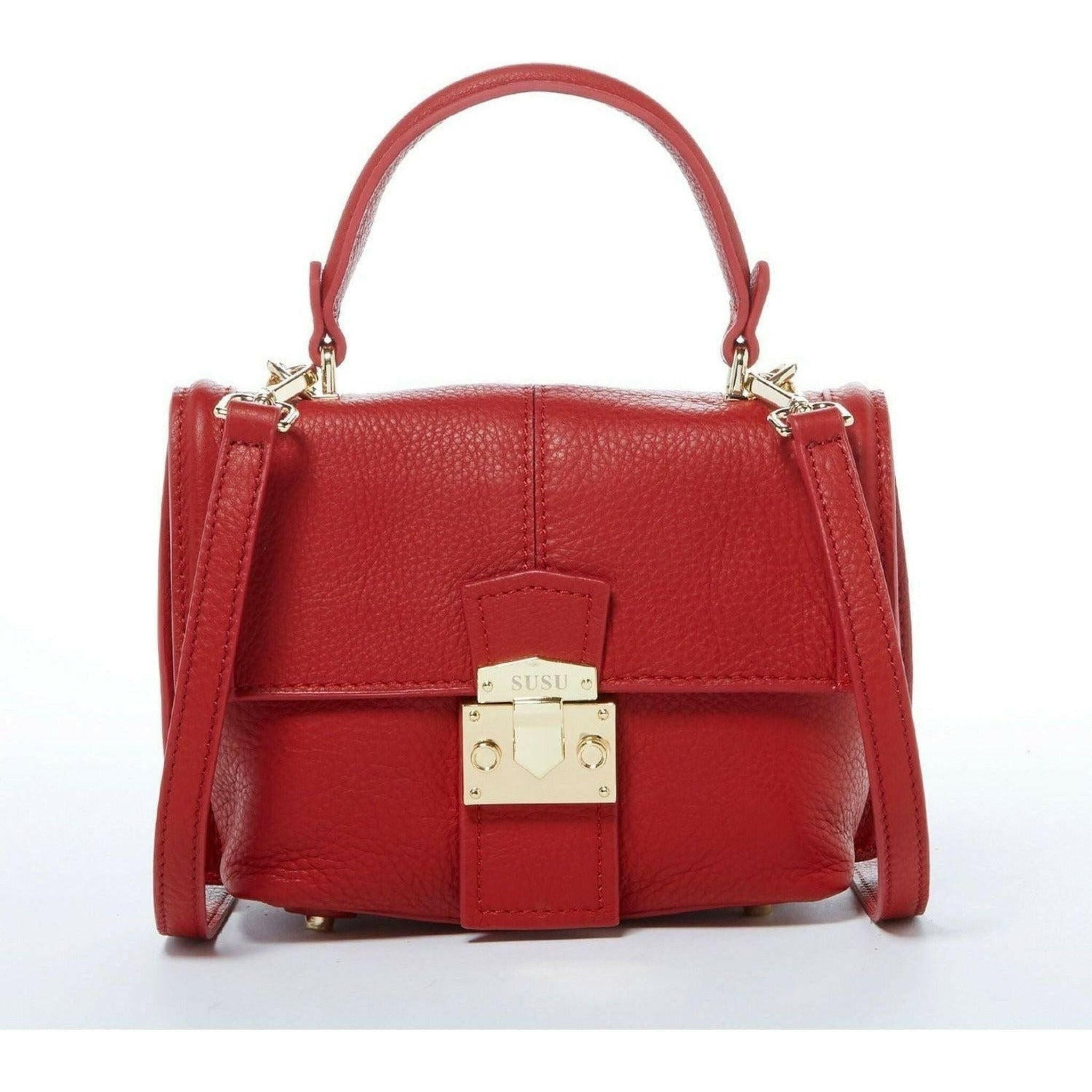 Linda Red Leather Backpack Purse.