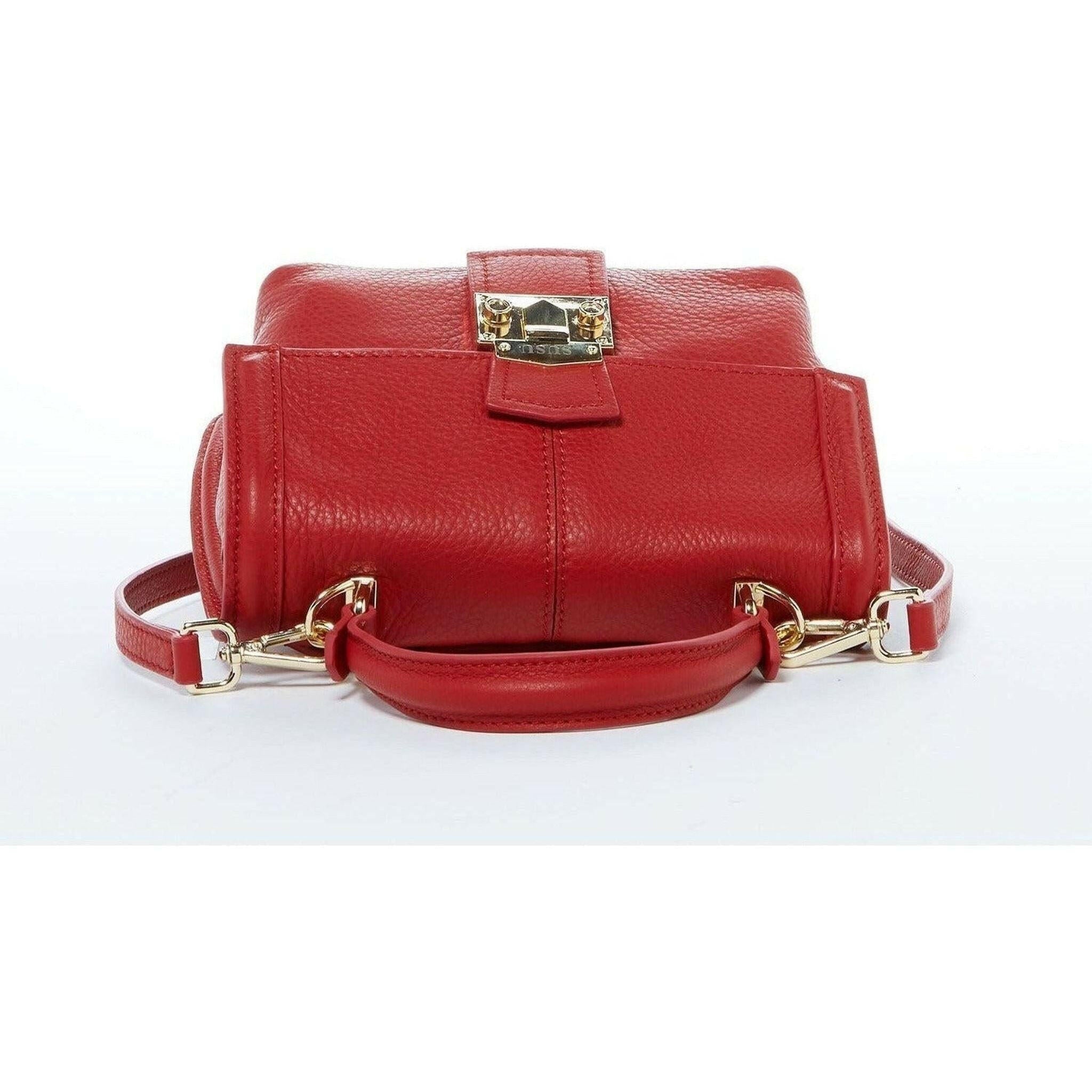 Linda Red Leather Backpack Purse.