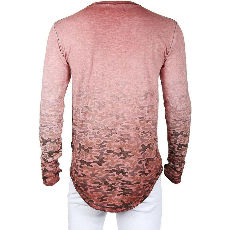 Men's Long Sleeve Camouflage Round Bottom Oil Wash T-Shirt