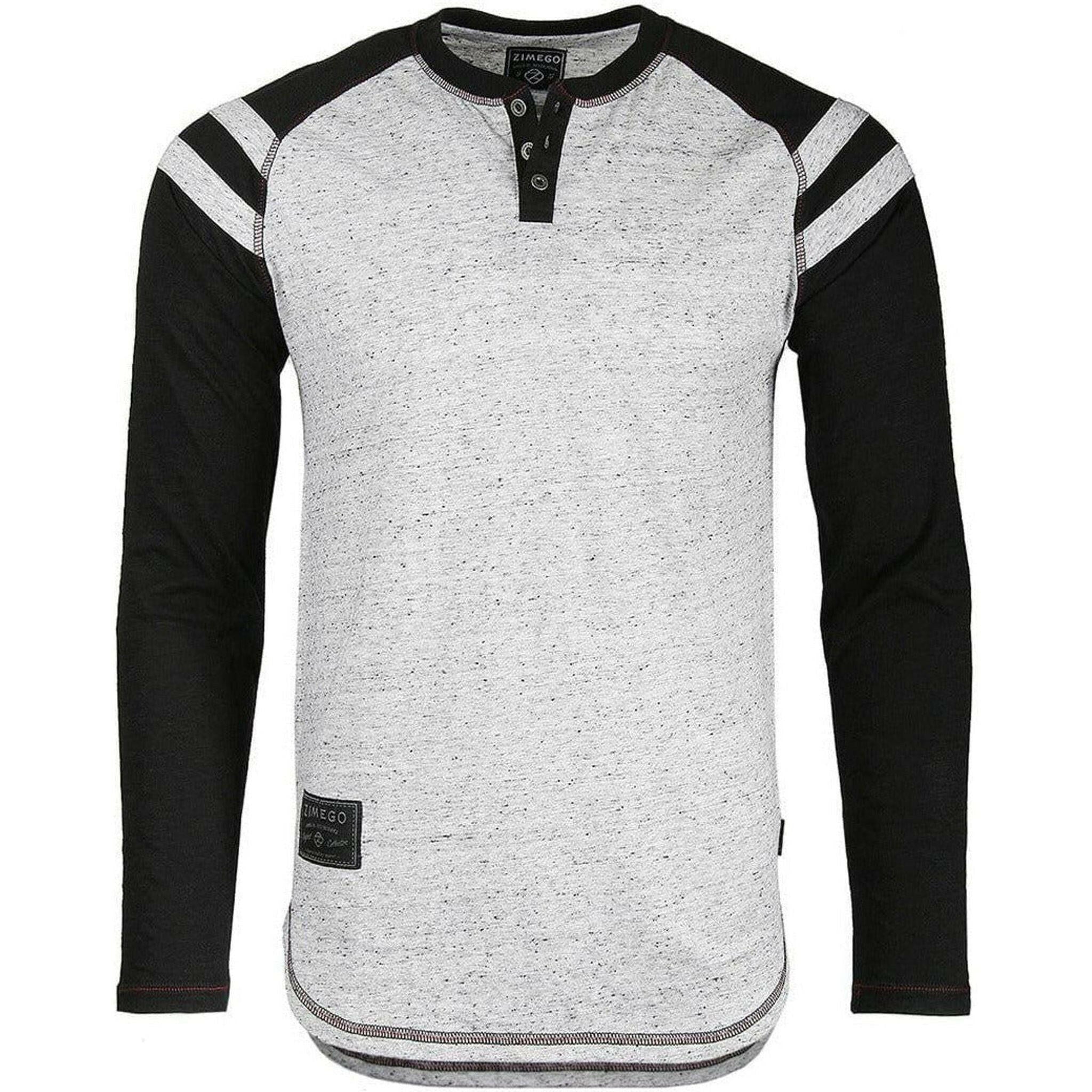 Long Sleeve Striped Arm Raglan Henley.