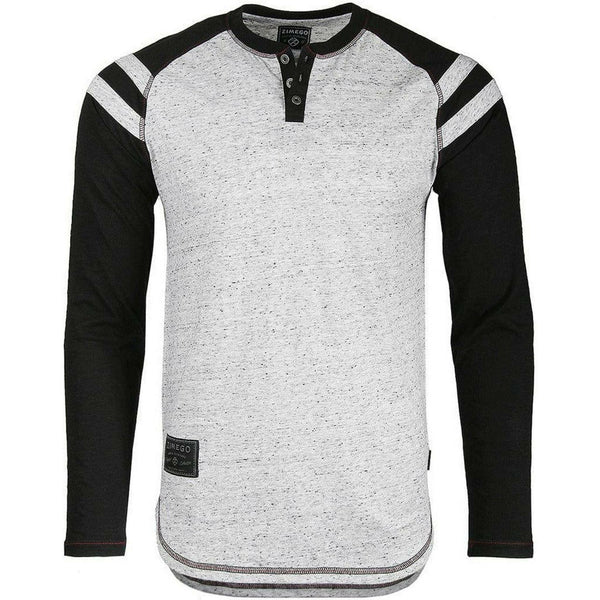 Men's Long Sleeve Striped Arm Raglan Henley