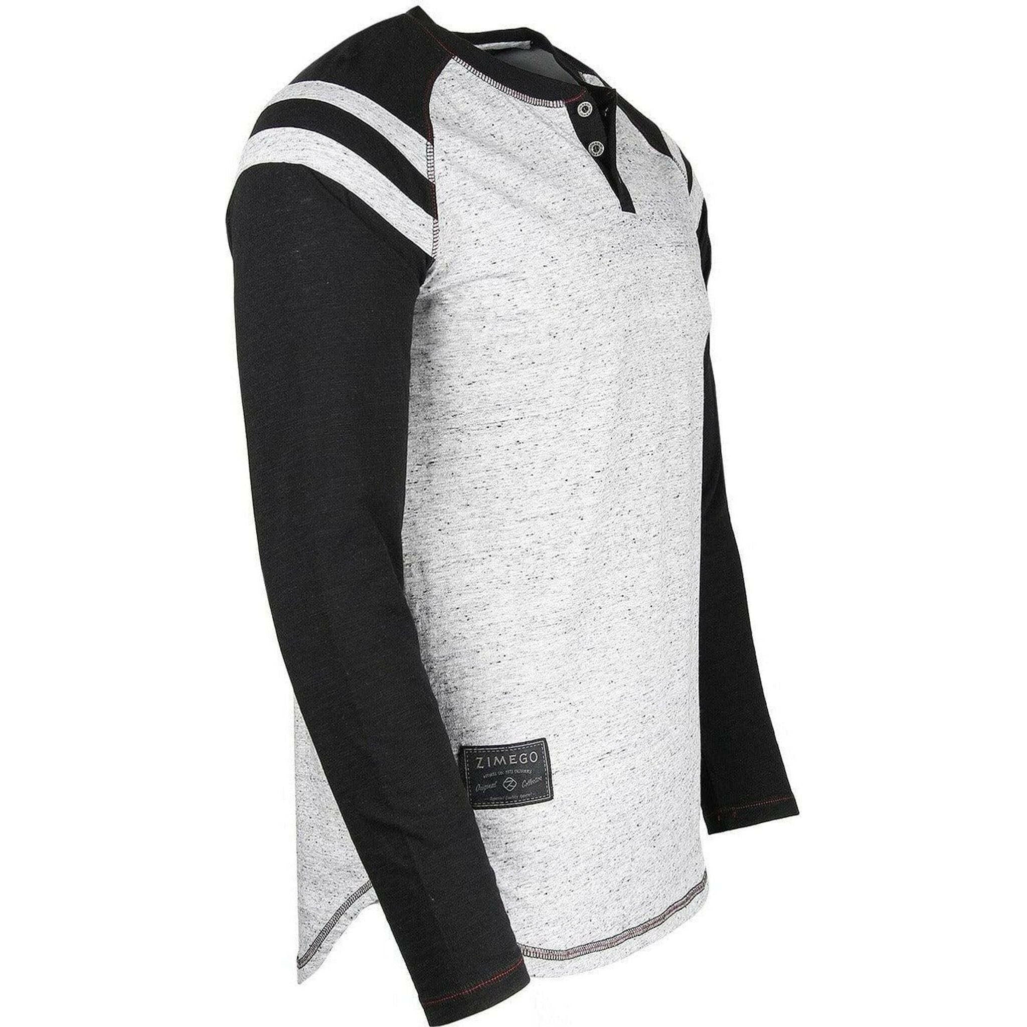 Long Sleeve Striped Arm Raglan Henley.