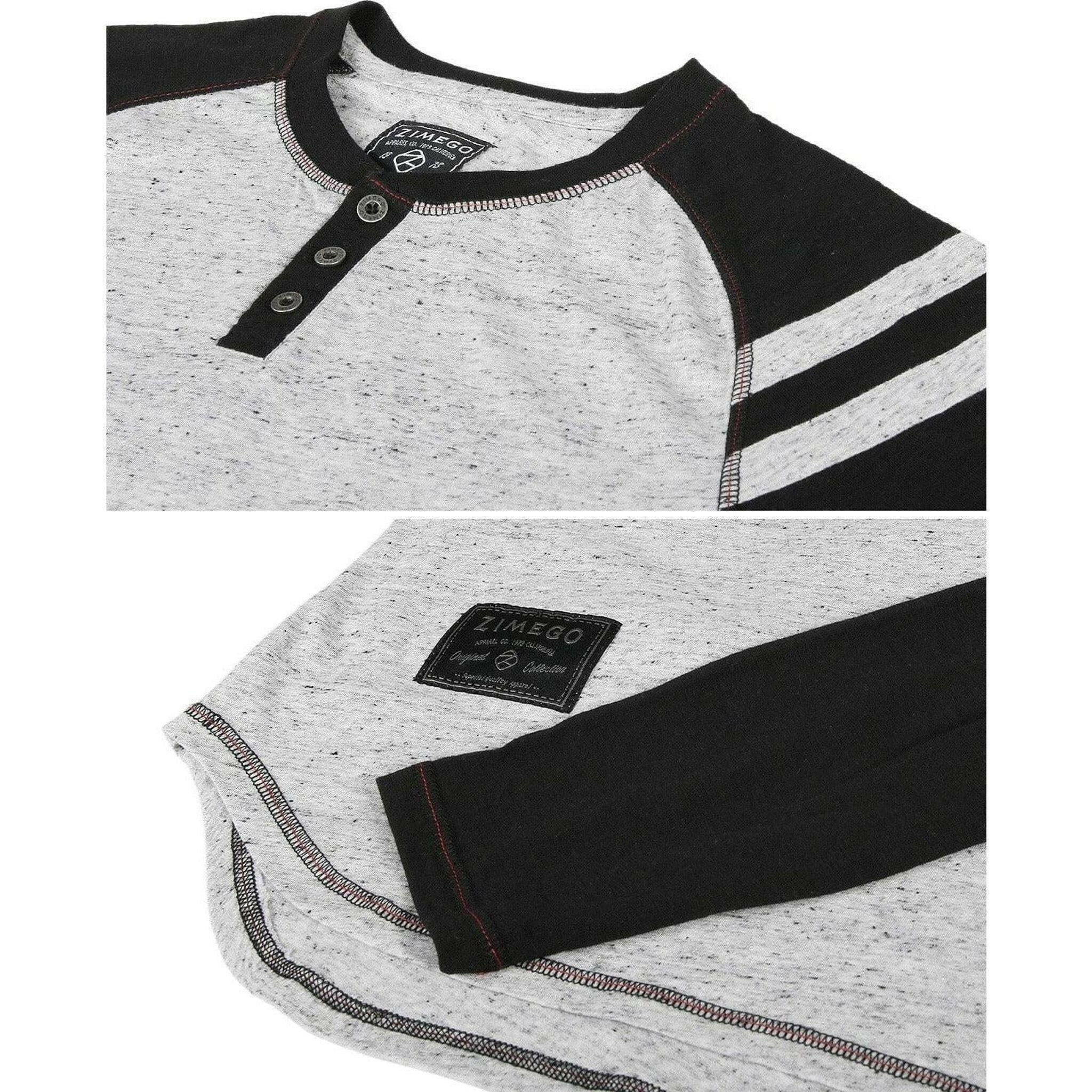 Long Sleeve Striped Arm Raglan Henley.