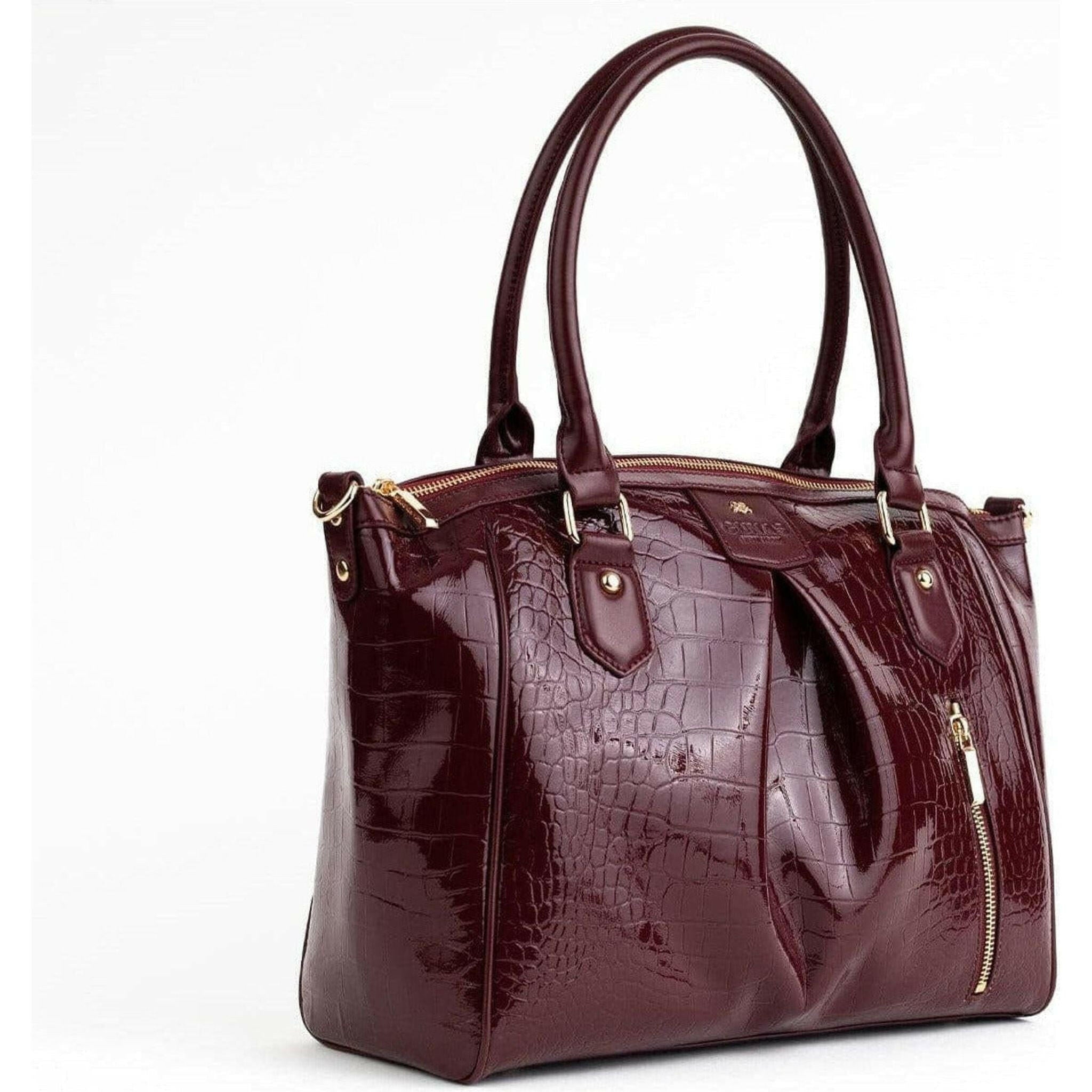 Madison - Burgundy Croc Vegan Bag.