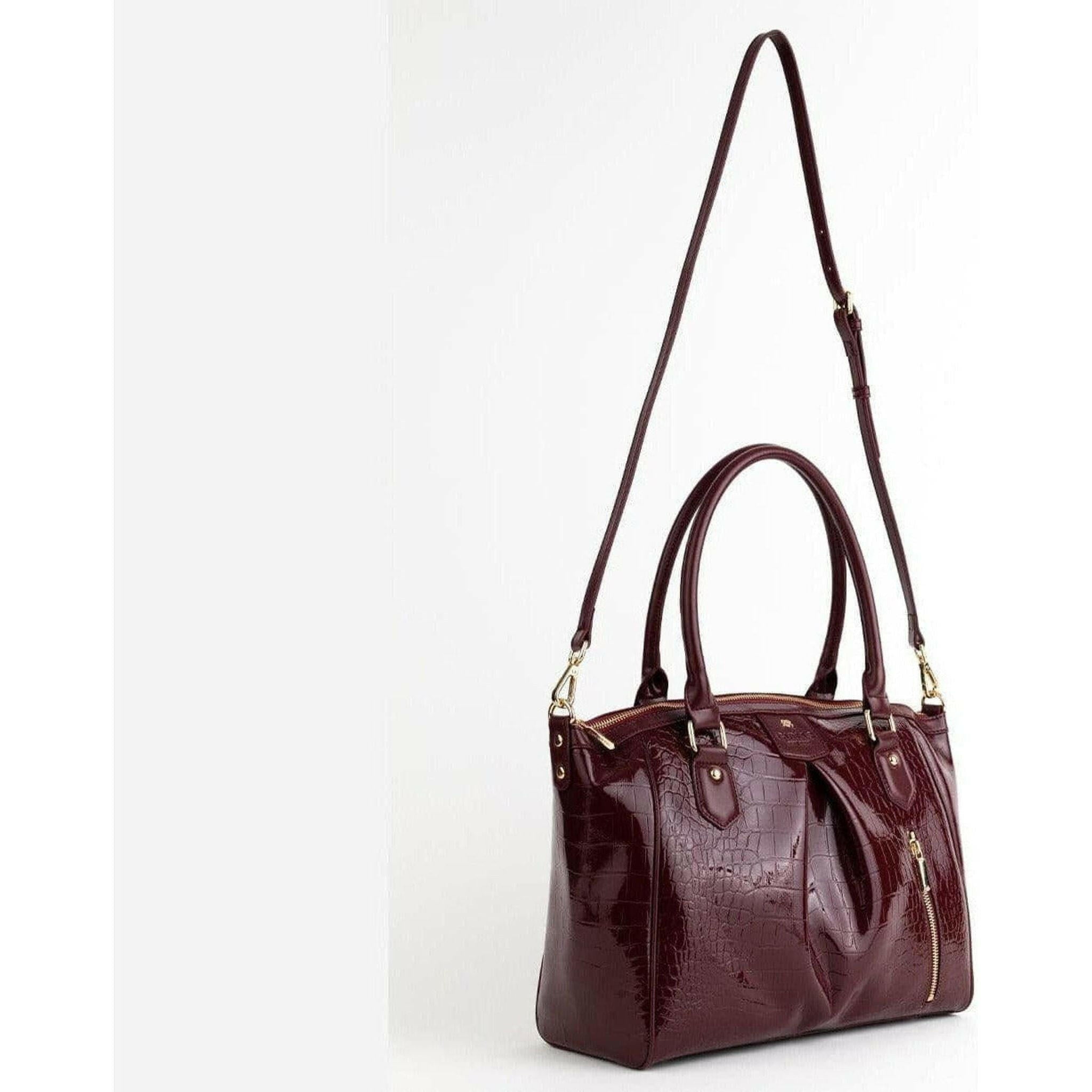 Madison - Burgundy Croc Vegan Bag.