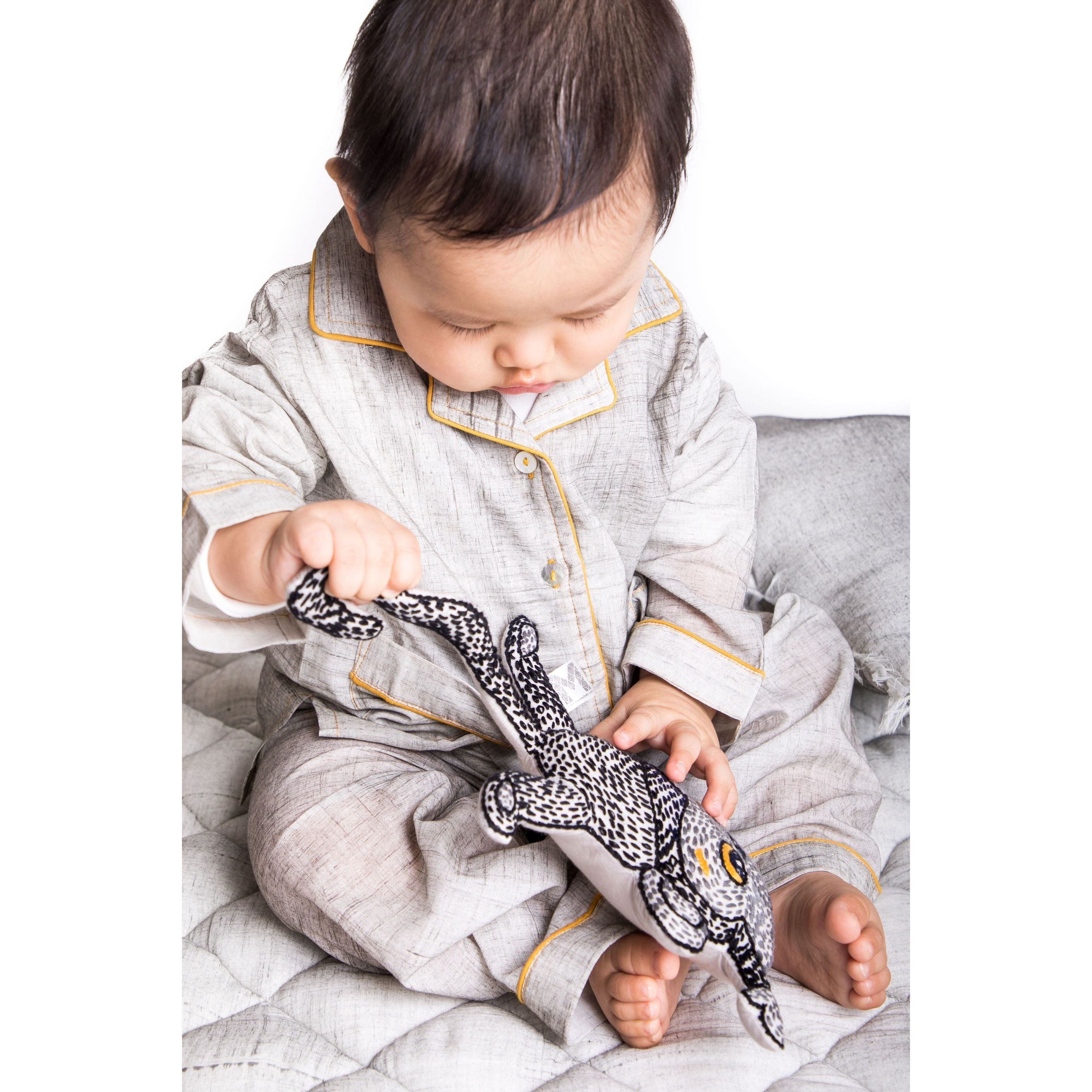 Children's Grey Brushstroke PJ Set.